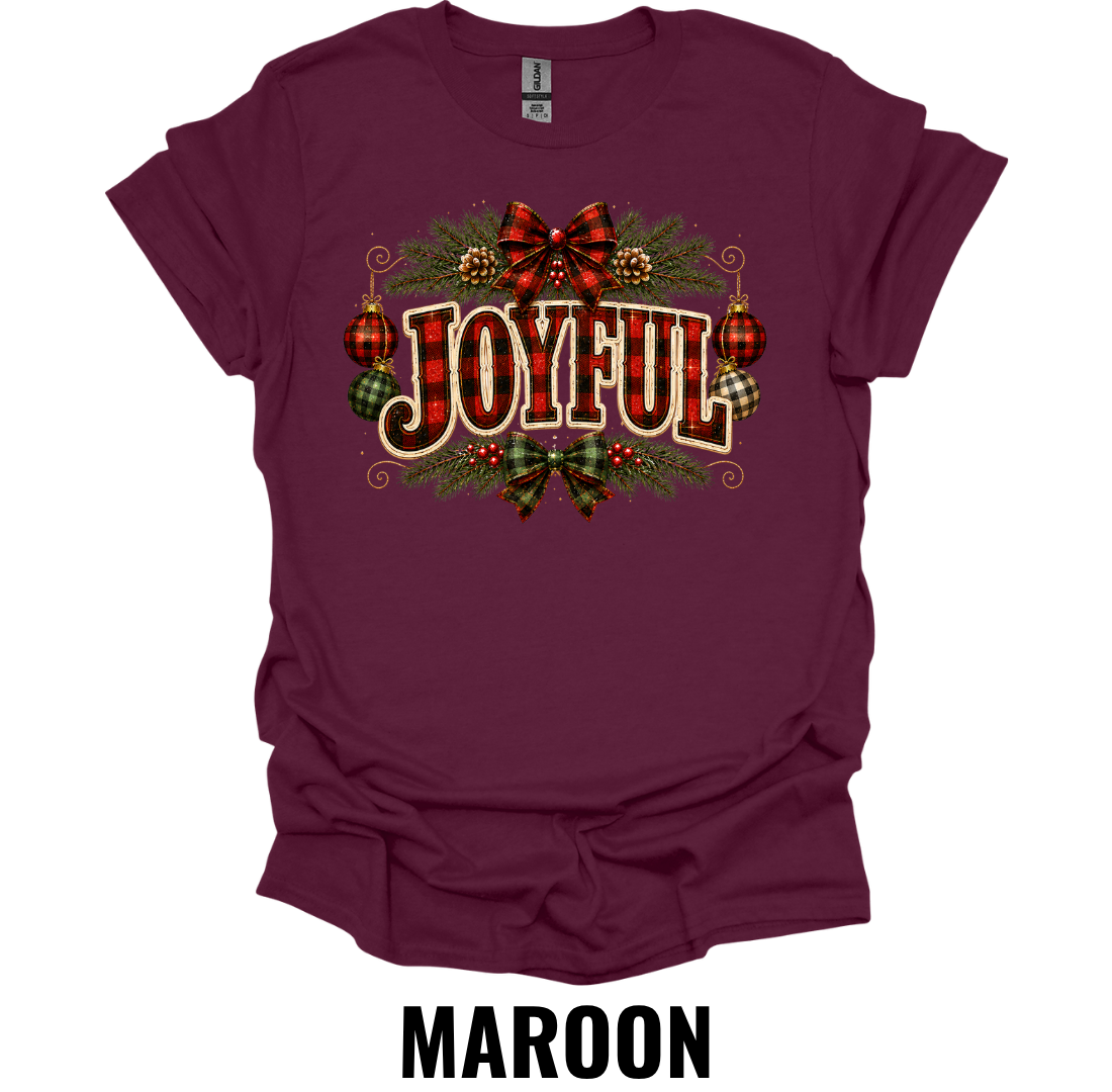 Joyful T-Shirt – Rustic Christmas Holiday Graphic Tee