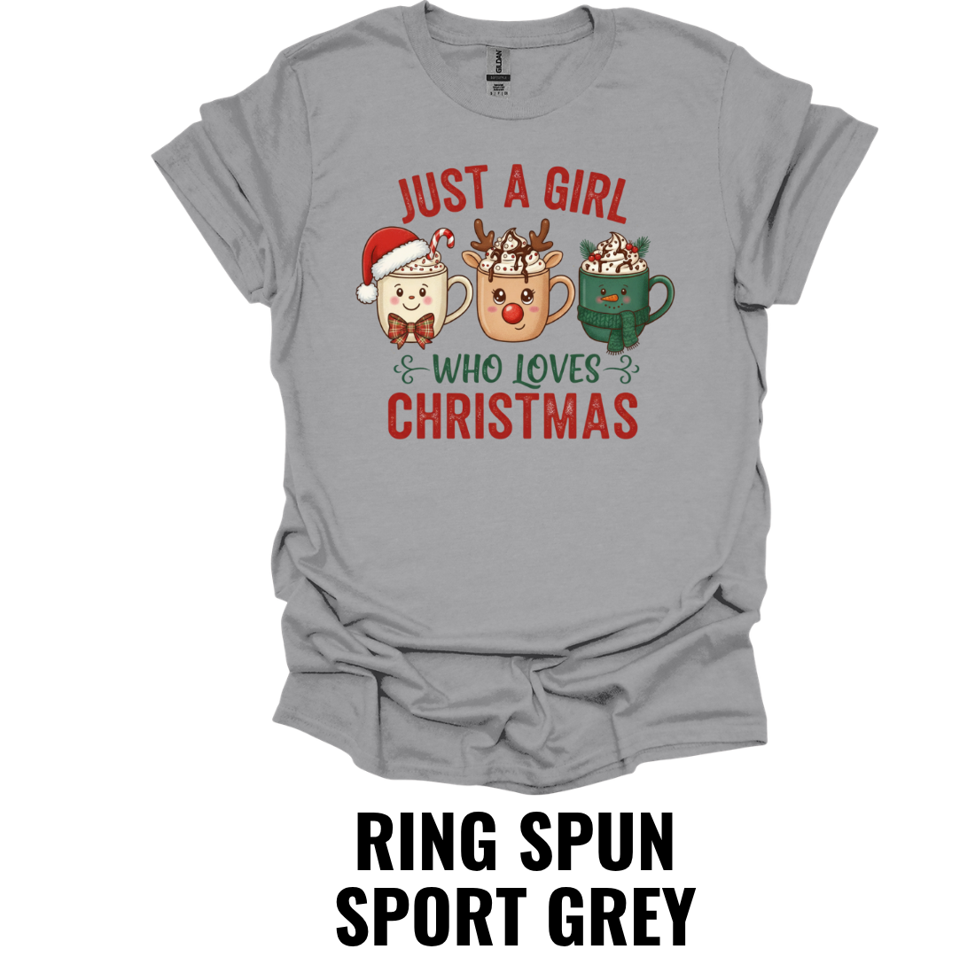 Just A Girl Who Loves Christmas Shirt – Festive Holiday Graphic Tee