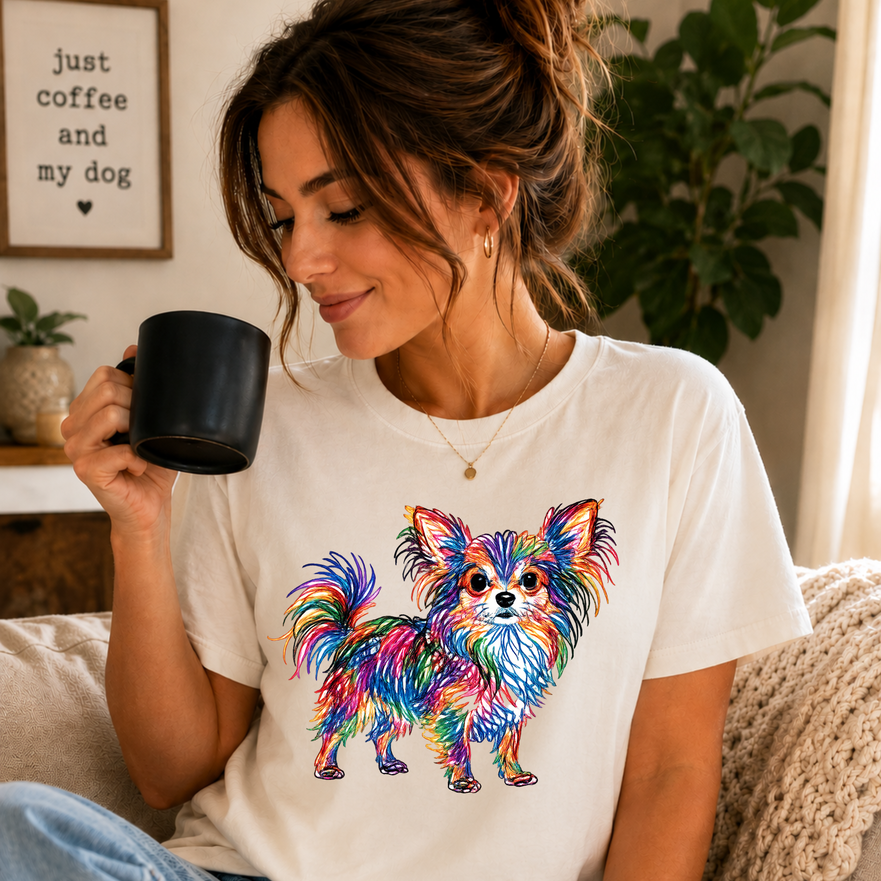 Rainbow Fur Long Hair Chihuahua Shirt