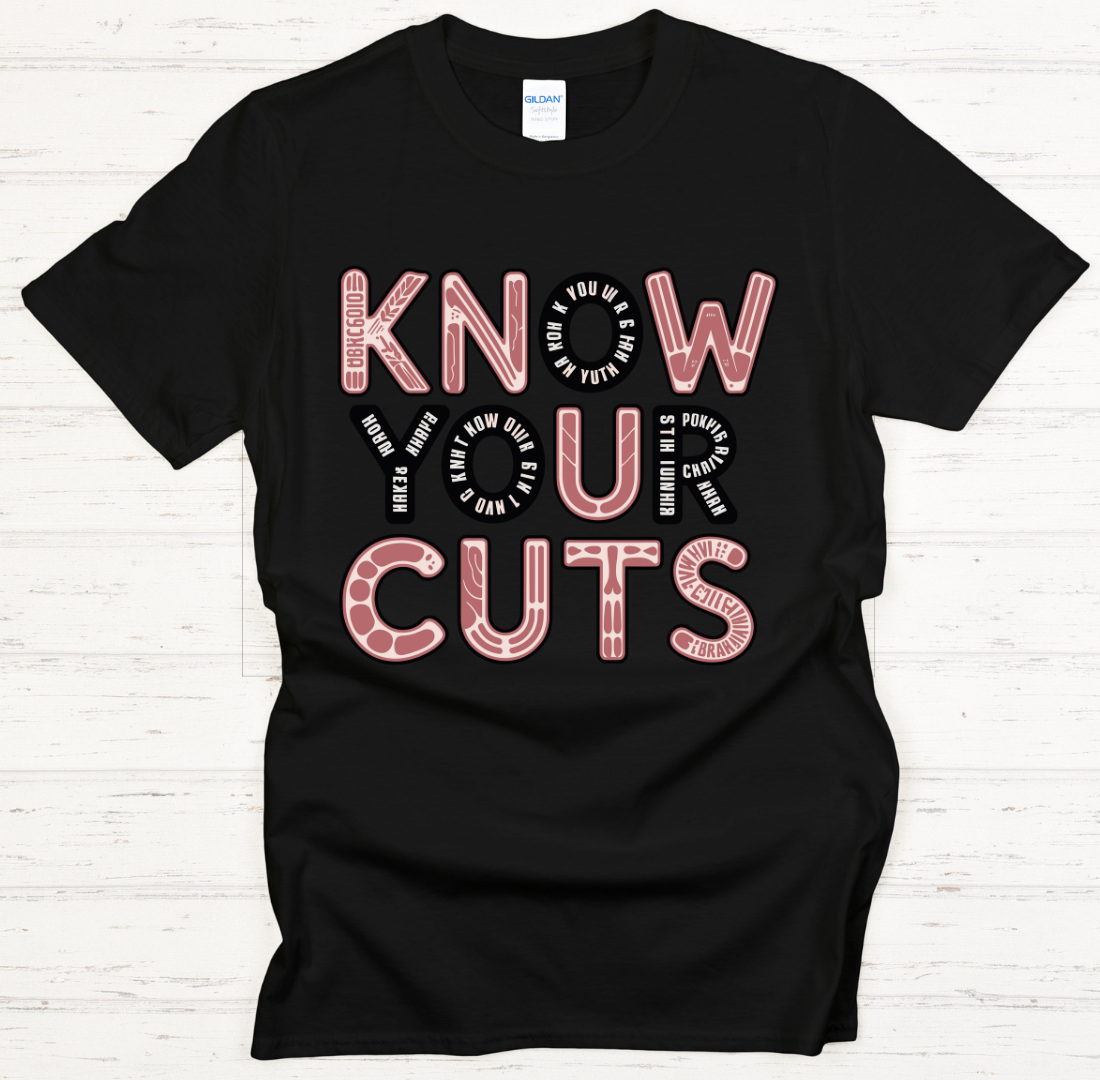 Know Your Cuts Shirt – Funny Butcher Chart BBQ Meat Lover Tee