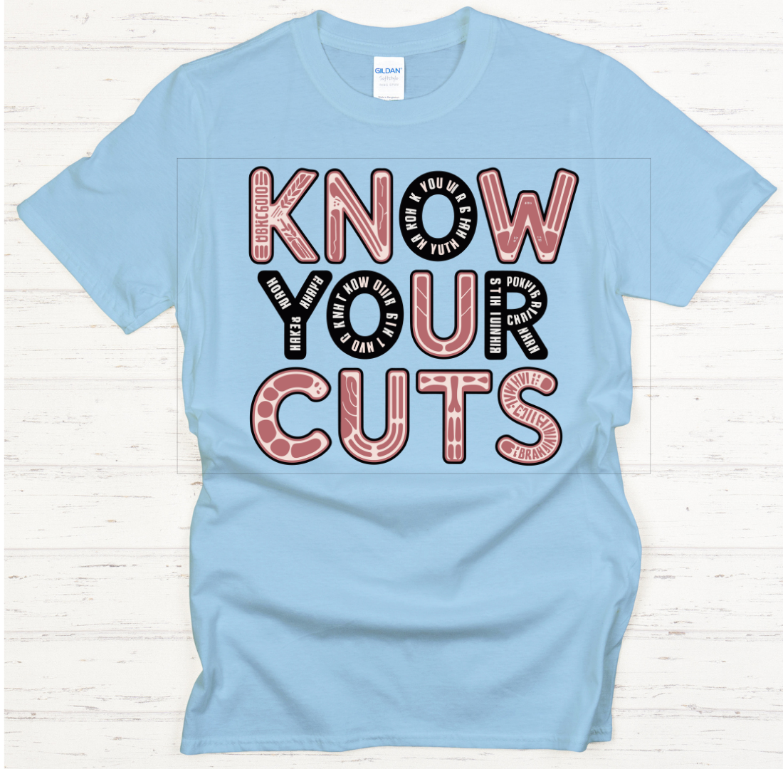 Know Your Cuts Shirt – Funny Butcher Chart BBQ Meat Lover Tee