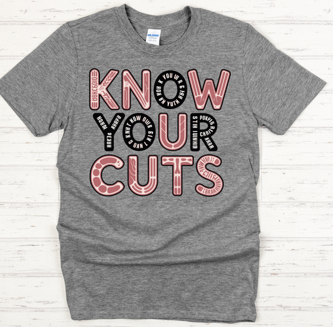Know Your Cuts Shirt – Funny Butcher Chart BBQ Meat Lover Tee