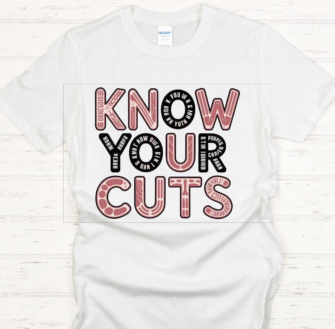 Know Your Cuts Shirt – Funny Butcher Chart BBQ Meat Lover Tee
