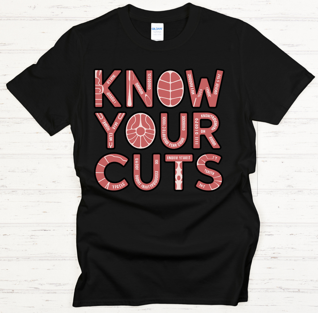 Know Your Cuts Meat Chart Shirt – Funny BBQ Butcher Guide Tee