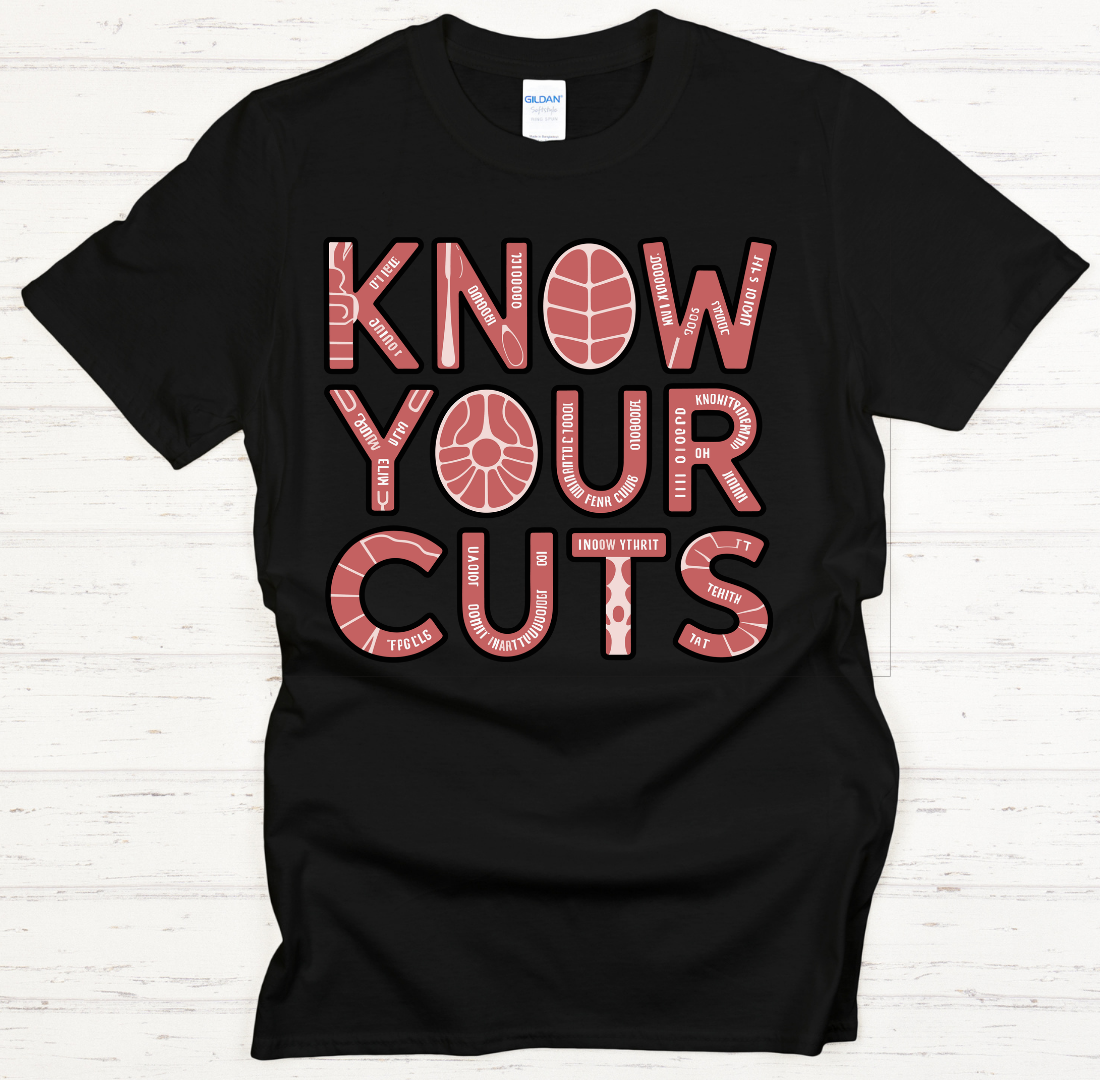Know Your Cuts Meat Chart Shirt – Funny BBQ Butcher Guide Tee