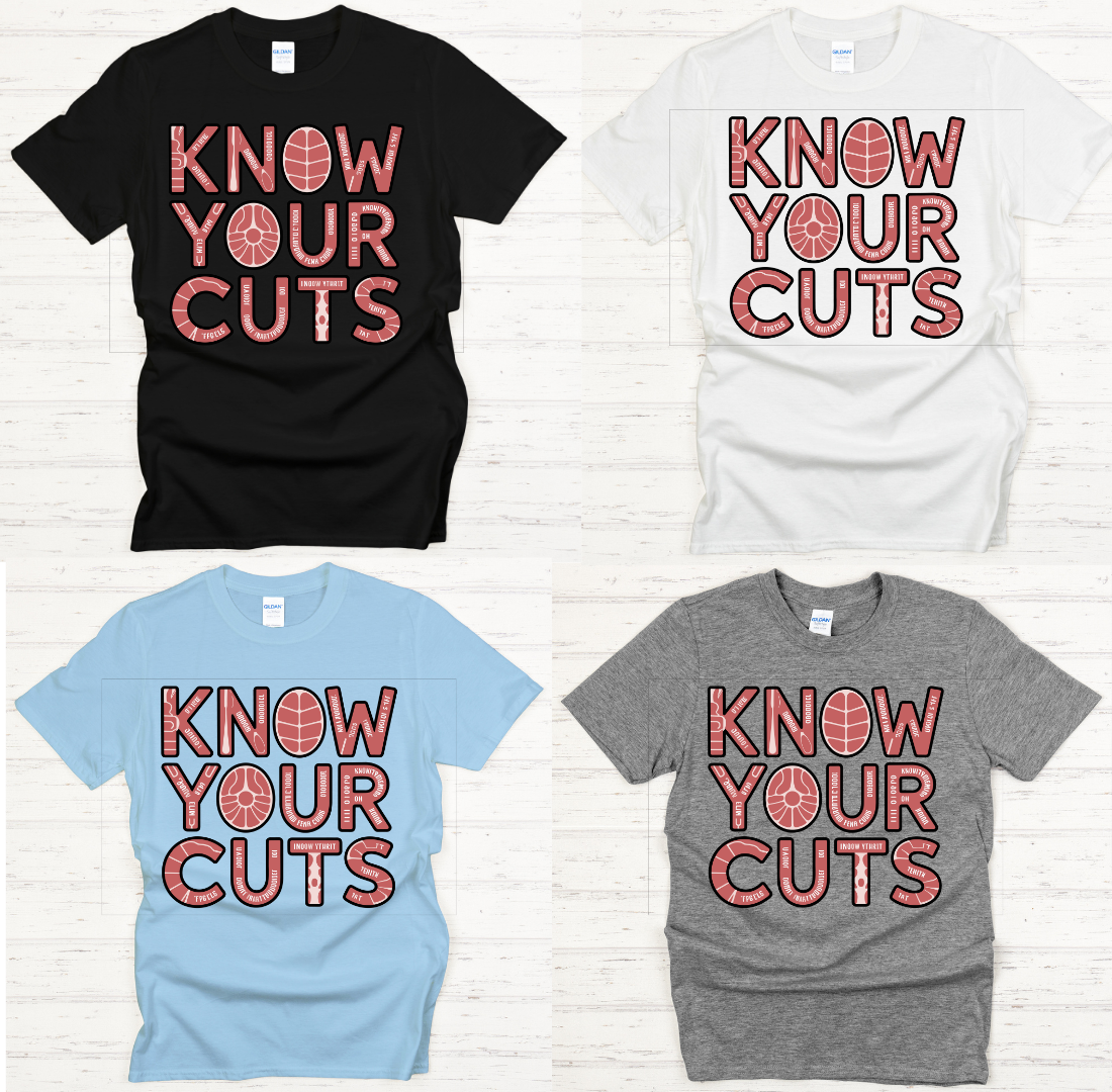 Know Your Cuts Meat Chart Shirt – Funny BBQ Butcher Guide Tee