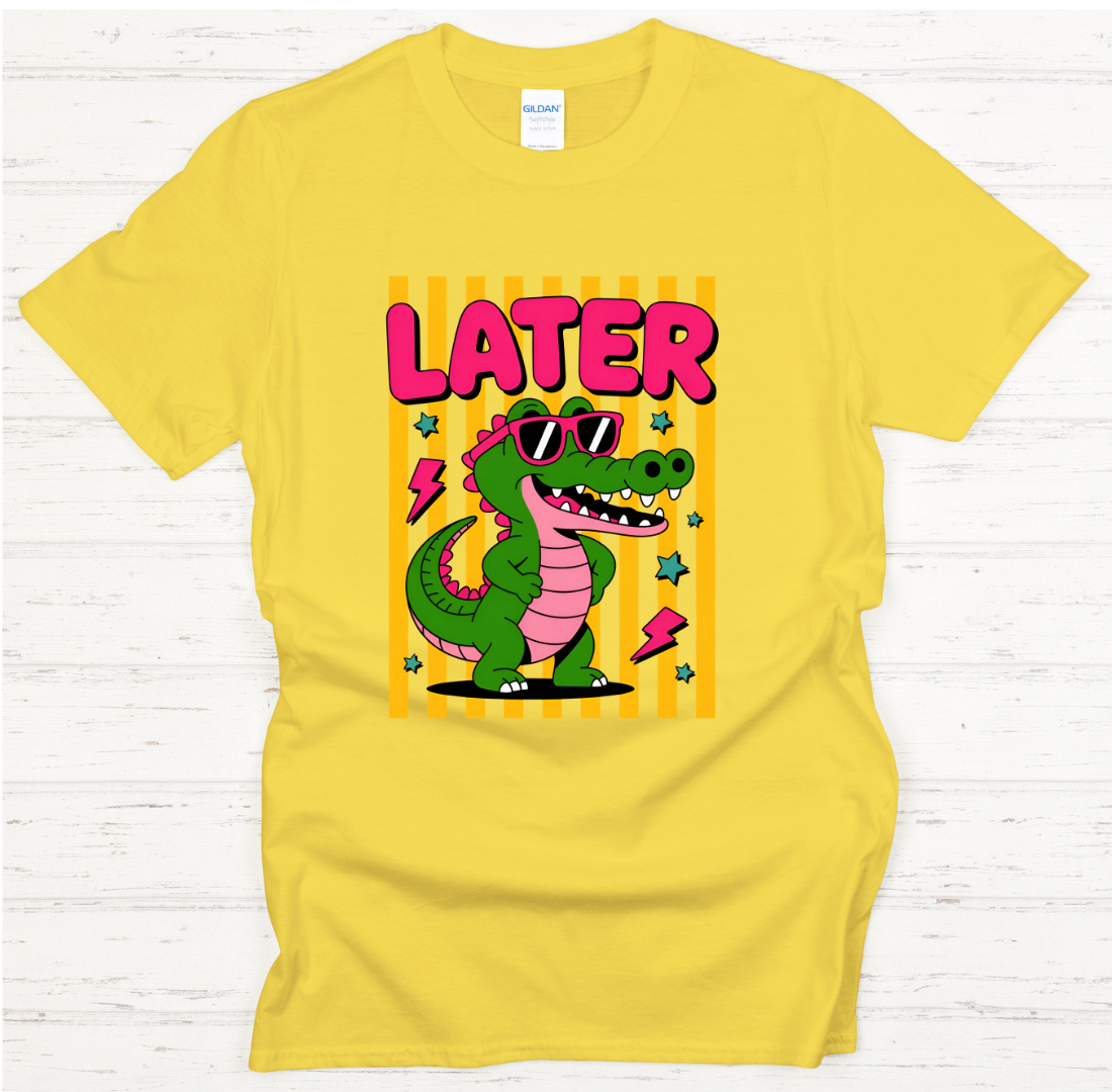 Later Gator Funny Alligator Shirt – Retro Cartoon Reptile Tee