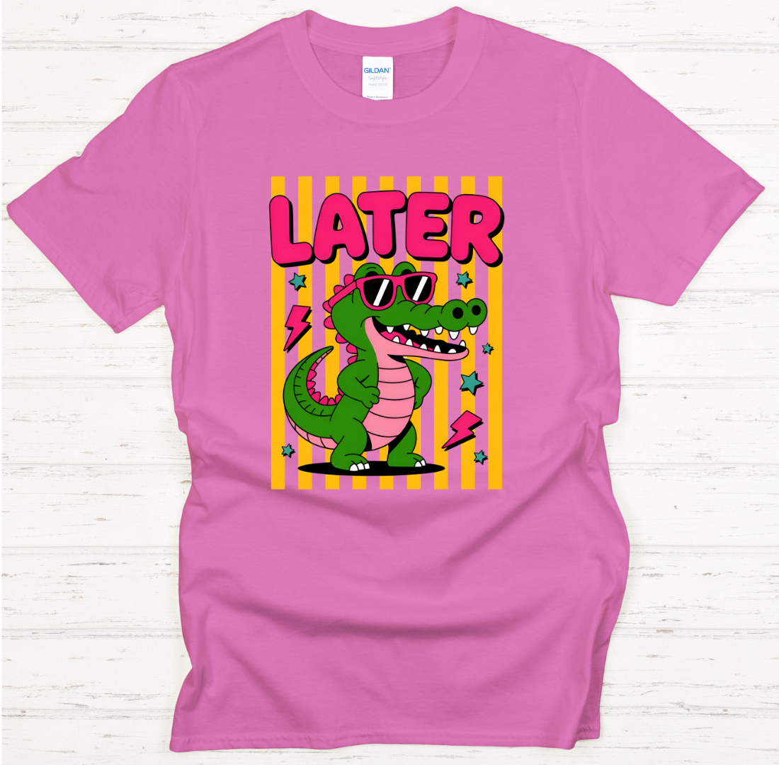 Later Gator Funny Alligator Shirt – Retro Cartoon Reptile Tee