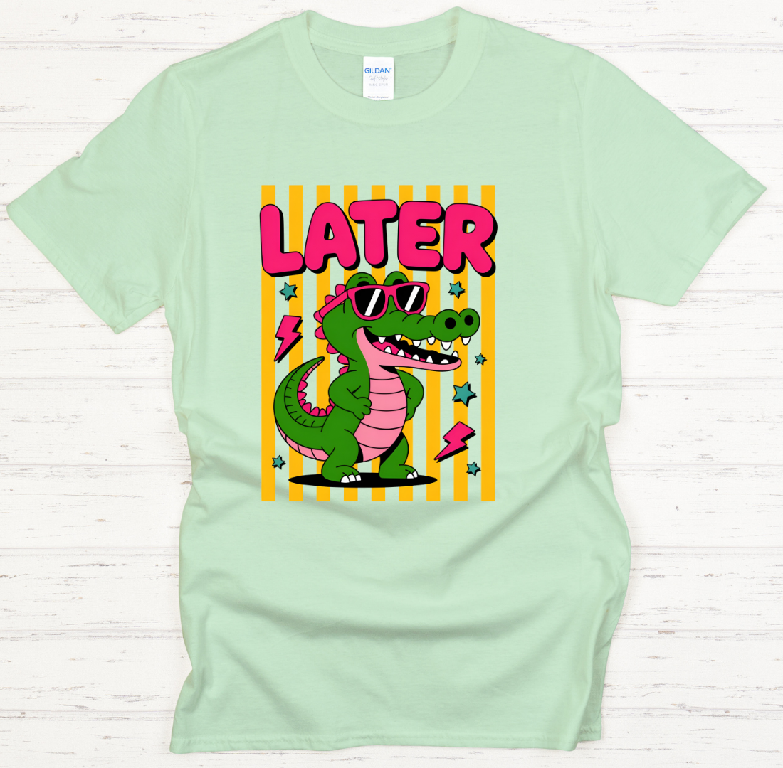 Later Gator Funny Alligator Shirt – Retro Cartoon Reptile Tee