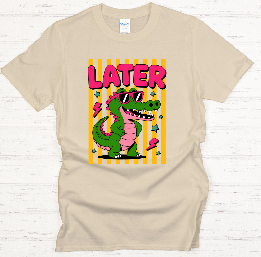 Later Gator Funny Alligator Shirt – Retro Cartoon Reptile Tee
