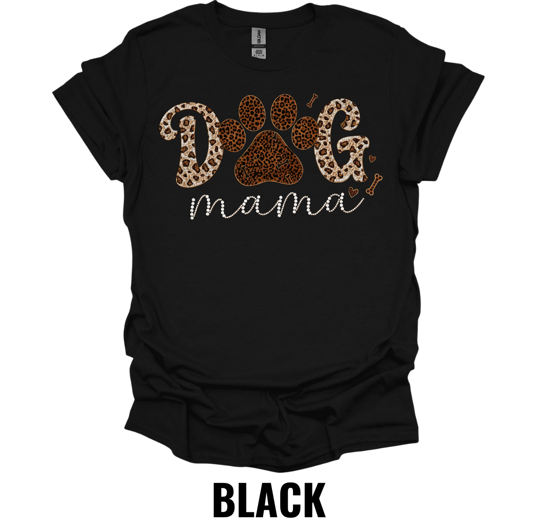 Leopard Dog Mama T-Shirt – Stylish Paw Print Dog Lover Tee