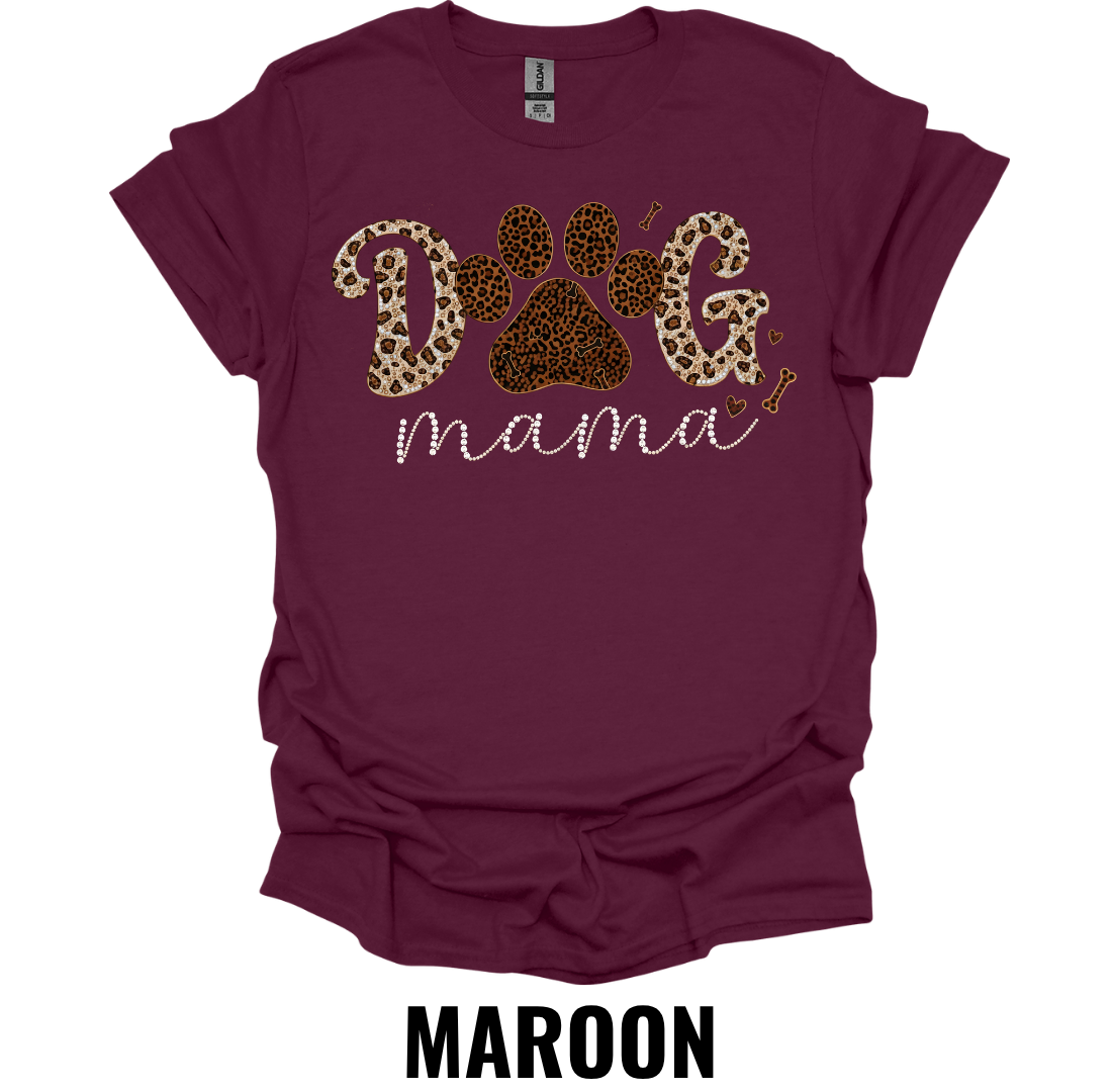 Leopard Dog Mama T-Shirt – Stylish Paw Print Dog Lover Tee