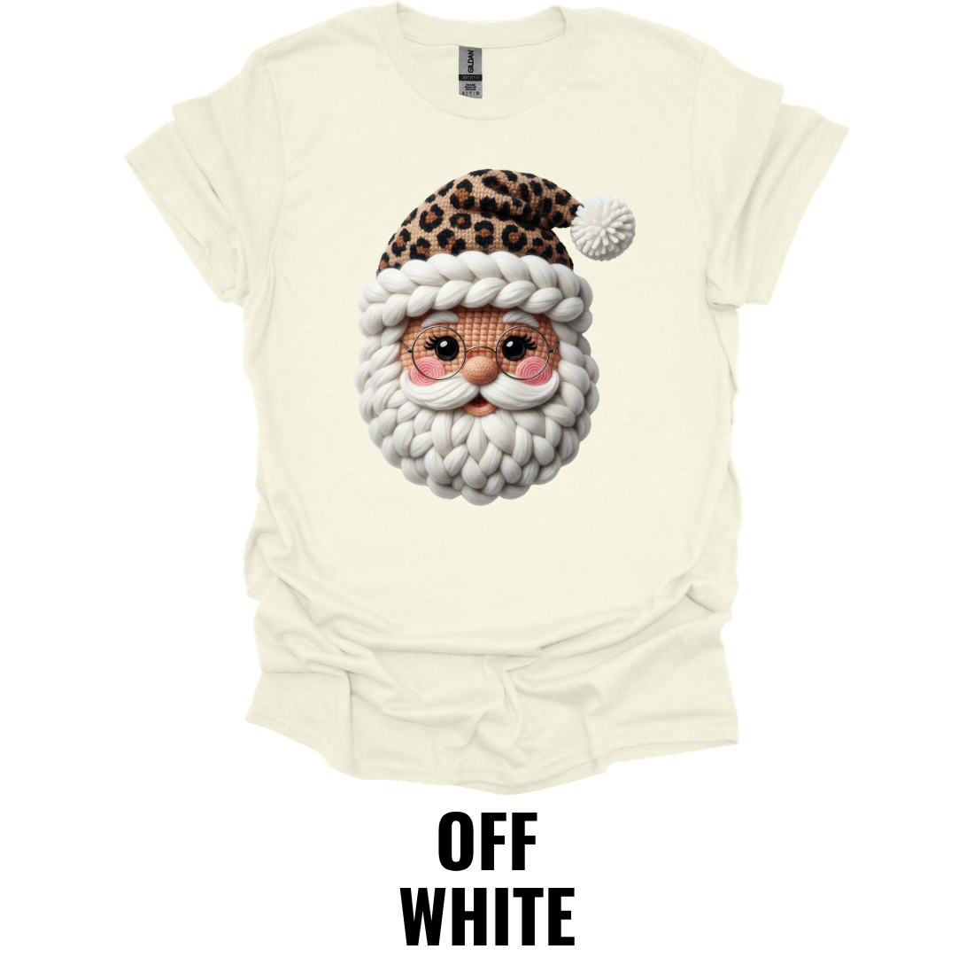 Leopard Print Santa Face Christmas Shirt – Trendy Holiday Santa Graphic Tee