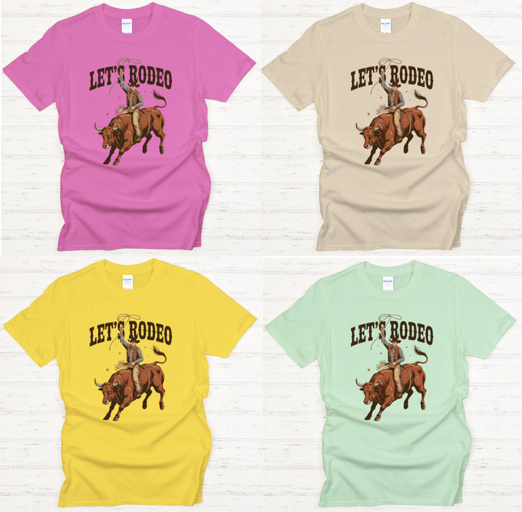 Let's Rodeo Cowboy Shirt – Western Bull Riding Rodeo Graphic Tee