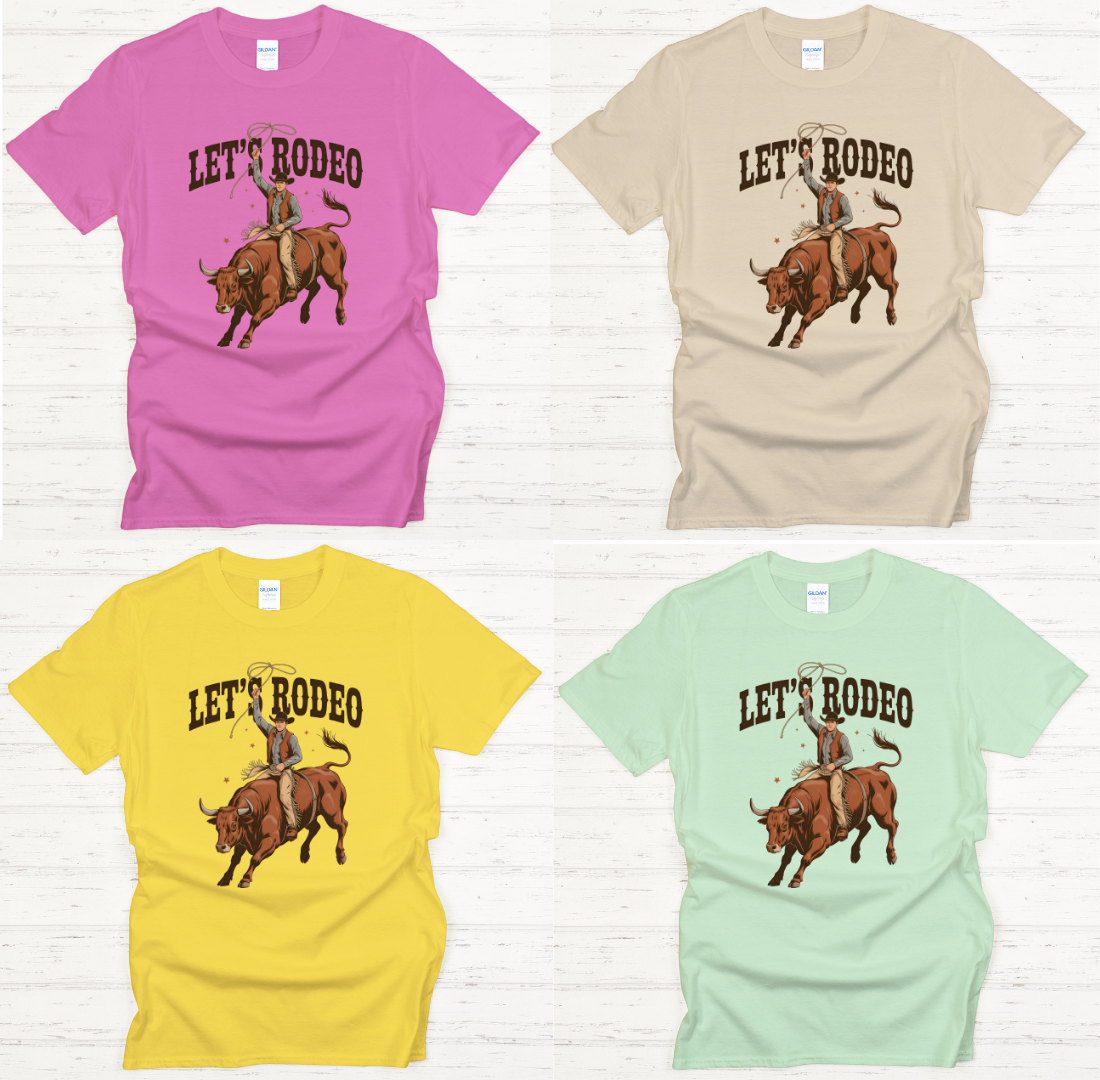 Let's Rodeo Cowboy Shirt – Western Bull Riding Rodeo Graphic Tee