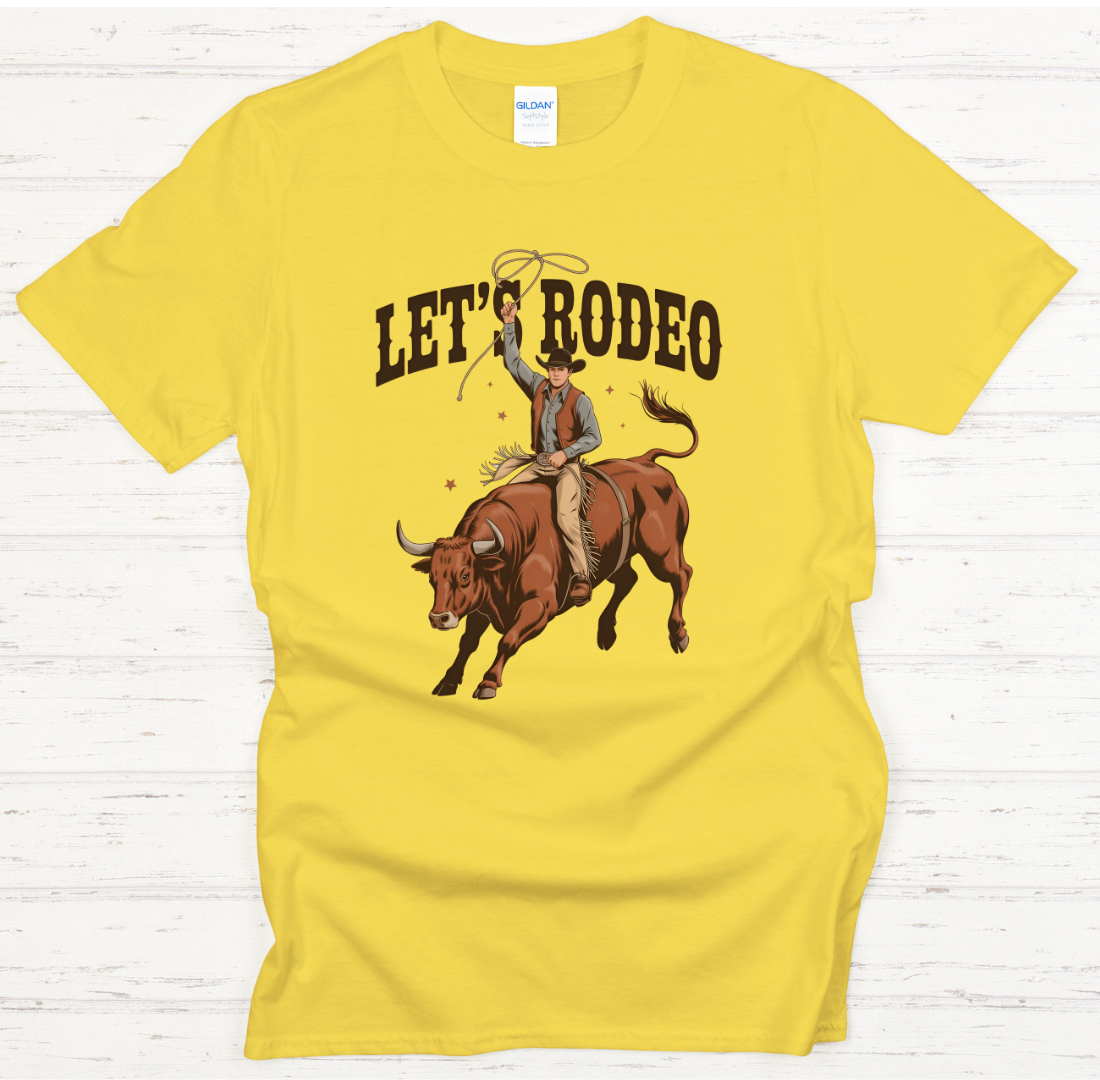 Let's Rodeo Cowboy Shirt – Western Bull Riding Rodeo Graphic Tee