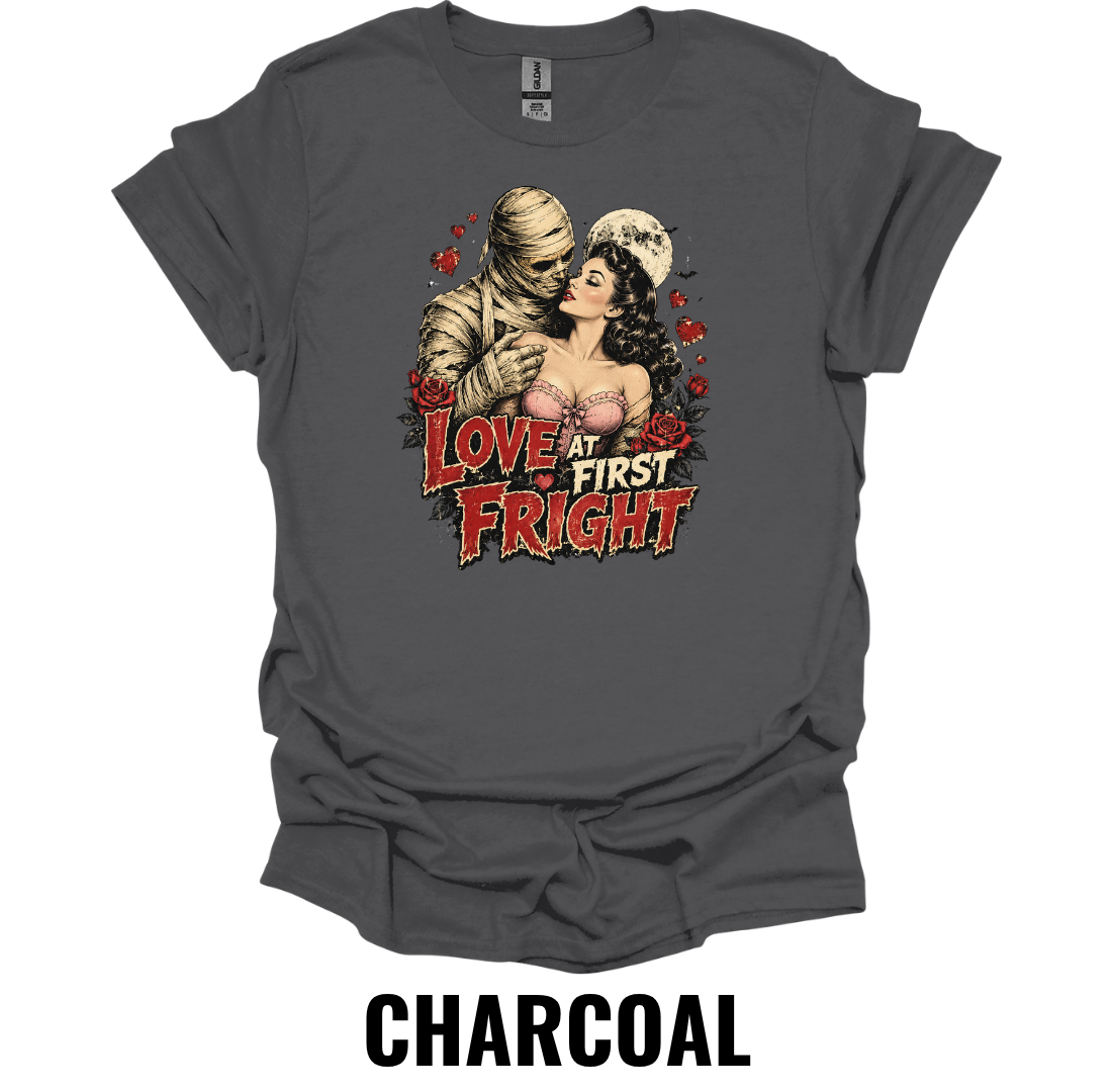 Love at First Fright T-Shirt – Vintage Mummy Romance Tee