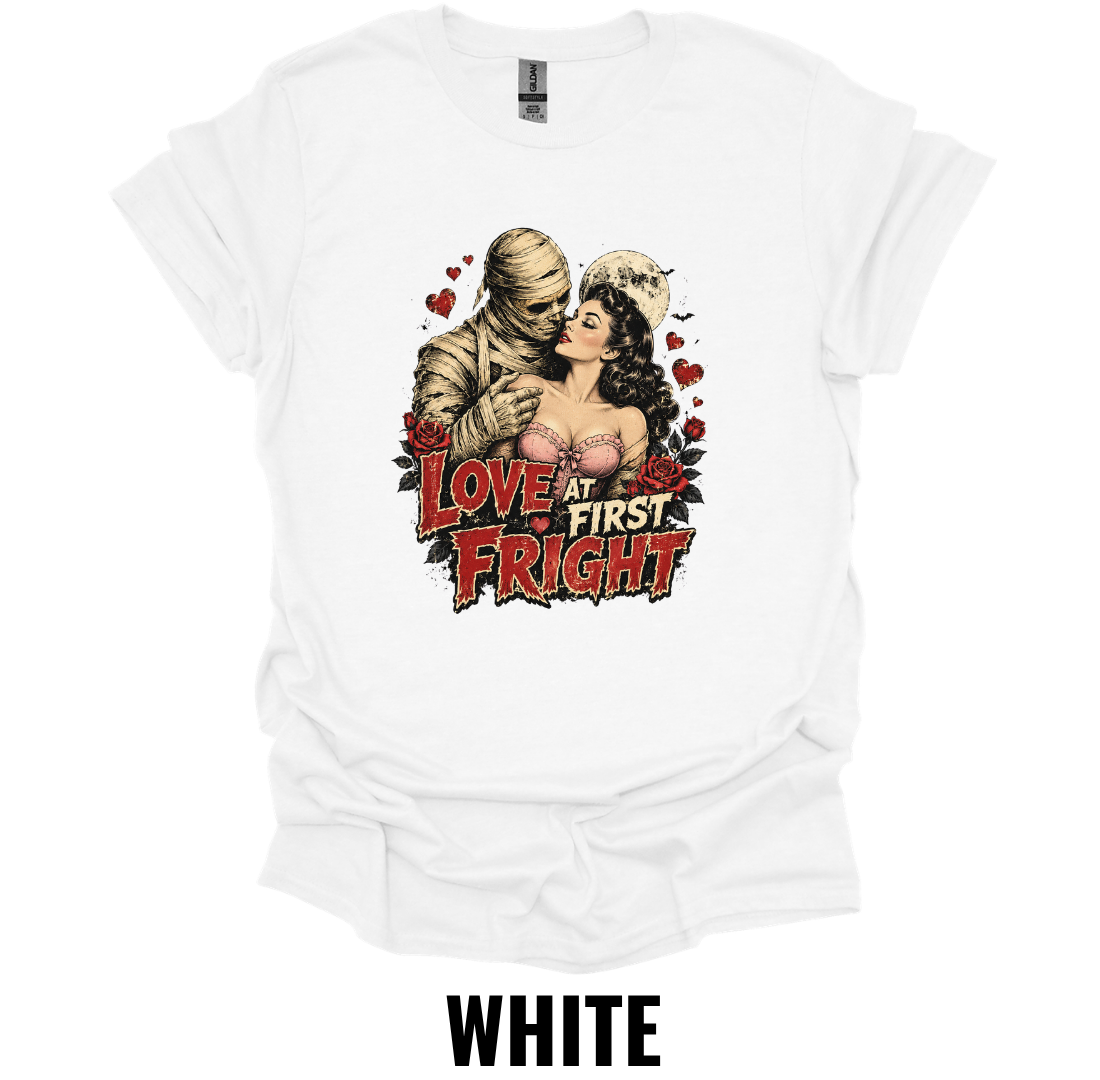 Love at First Fright T-Shirt – Vintage Mummy Romance Tee