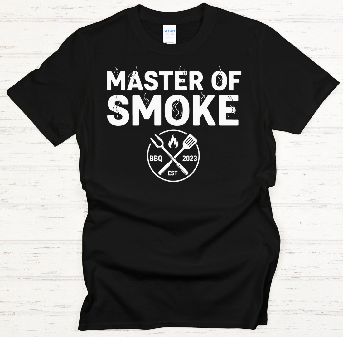 Master of Smoke BBQ Pitmaster Graphic T-Shirt | Gildan Softstyle Tee