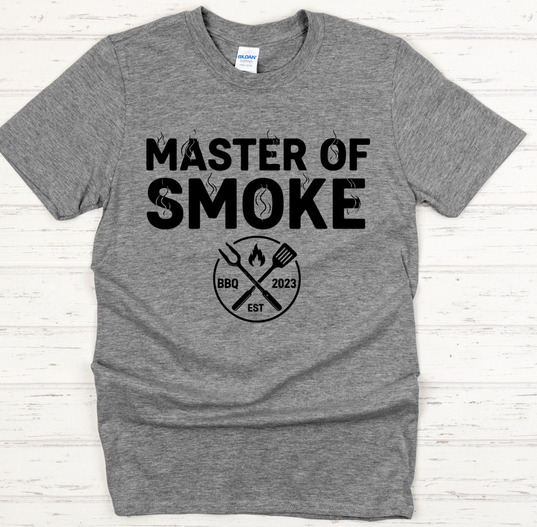 Master of Smoke BBQ Pitmaster Graphic T-Shirt | Gildan Softstyle Tee