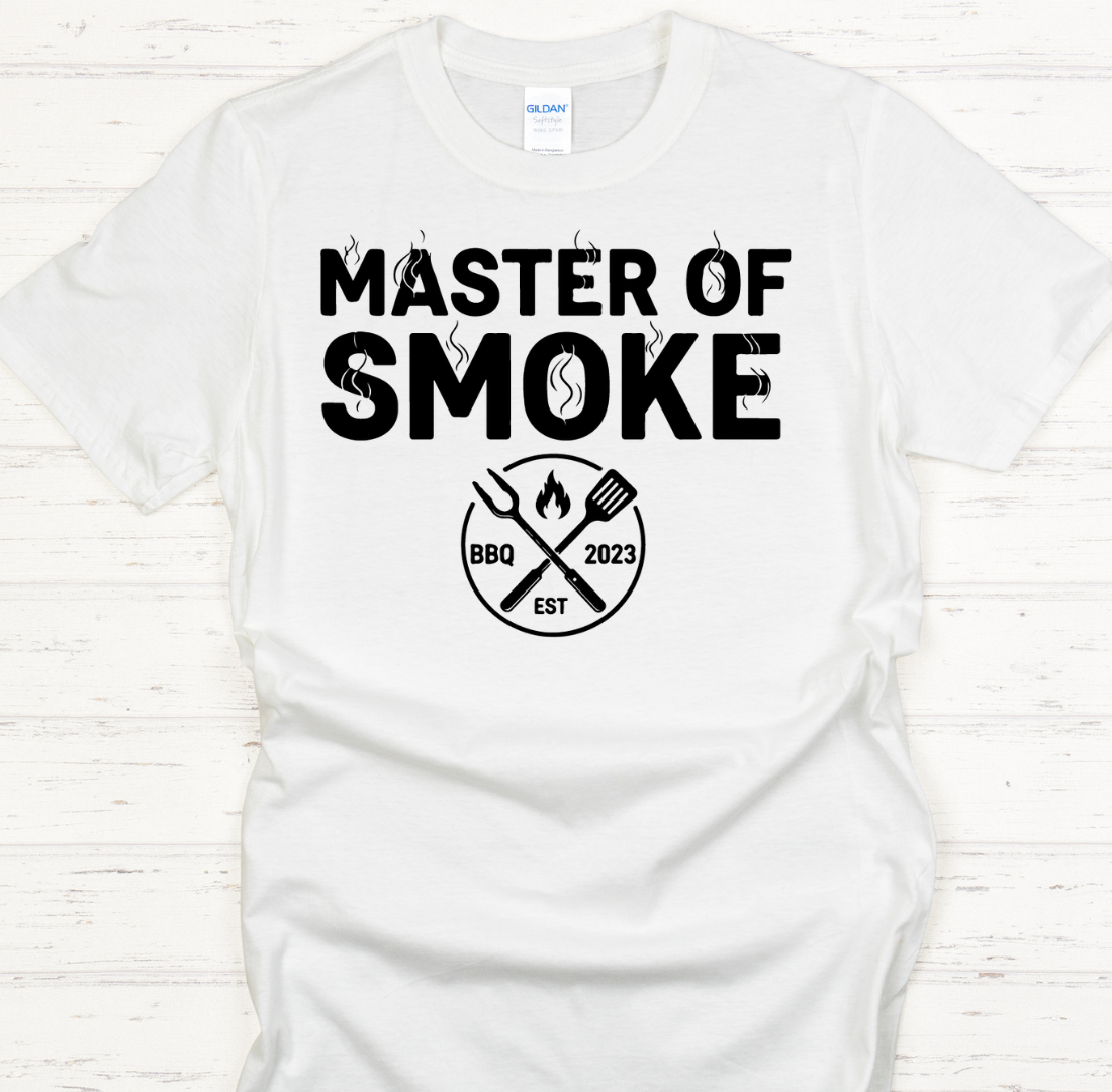 Master of Smoke BBQ Pitmaster Graphic T-Shirt | Gildan Softstyle Tee