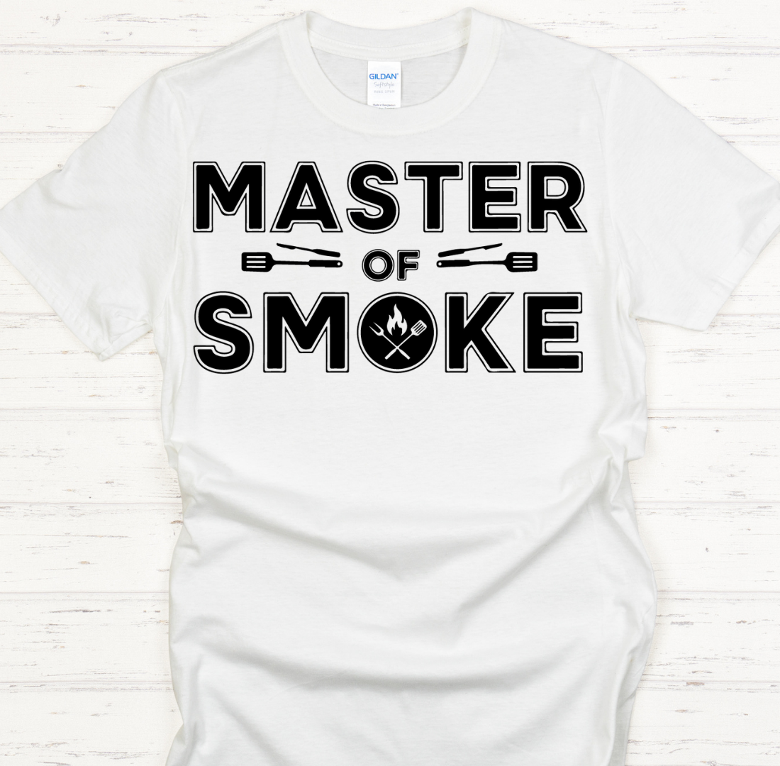 Master of Smoke BBQ Pitmaster Graphic T-Shirt | Gildan Softstyle Tee