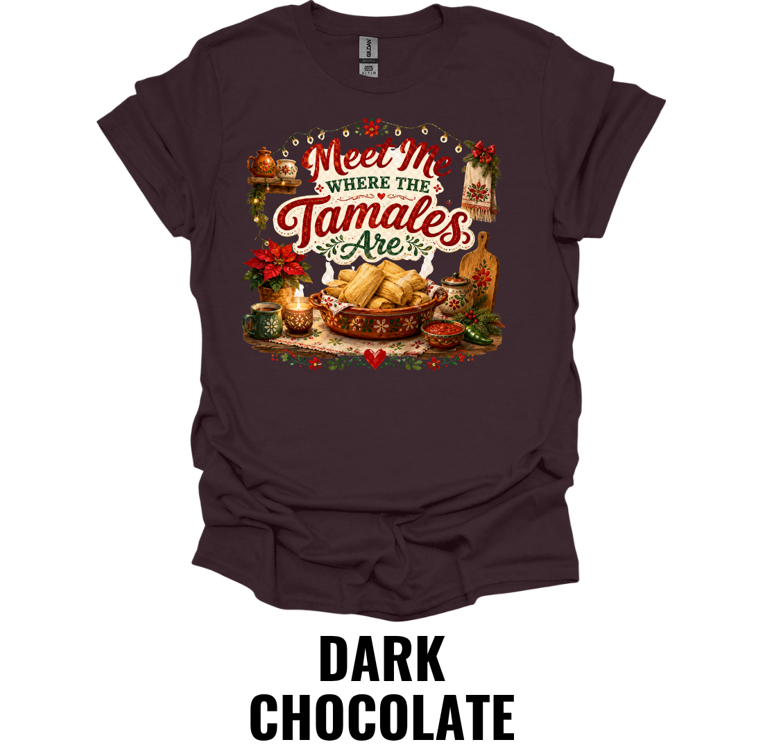 Meet Me Where The Tamales Are T-Shirt – Funny Christmas Food Tee