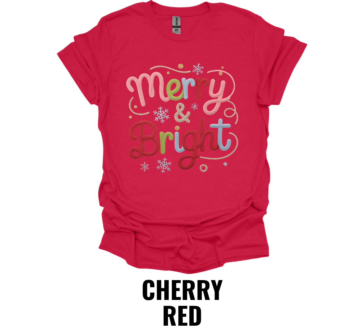 Merry & Bright Christmas Shirt – Festive Holiday Graphic Tee