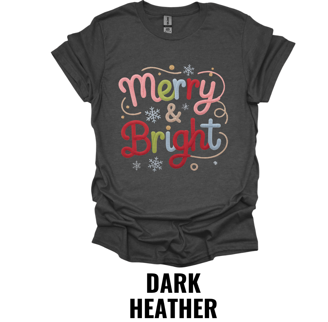 Merry & Bright Christmas Shirt – Festive Holiday Graphic Tee