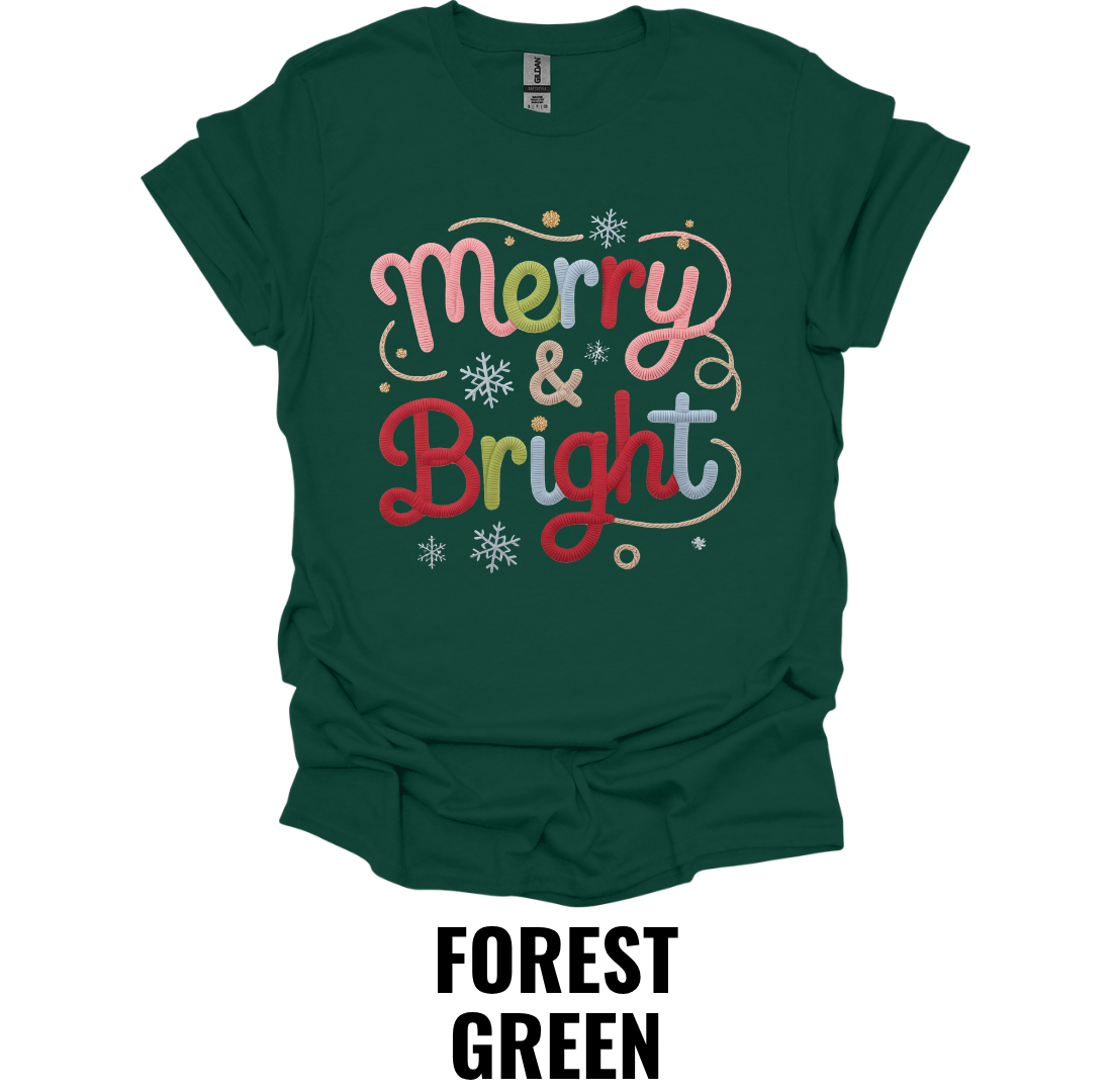Merry & Bright Christmas Shirt – Festive Holiday Graphic Tee