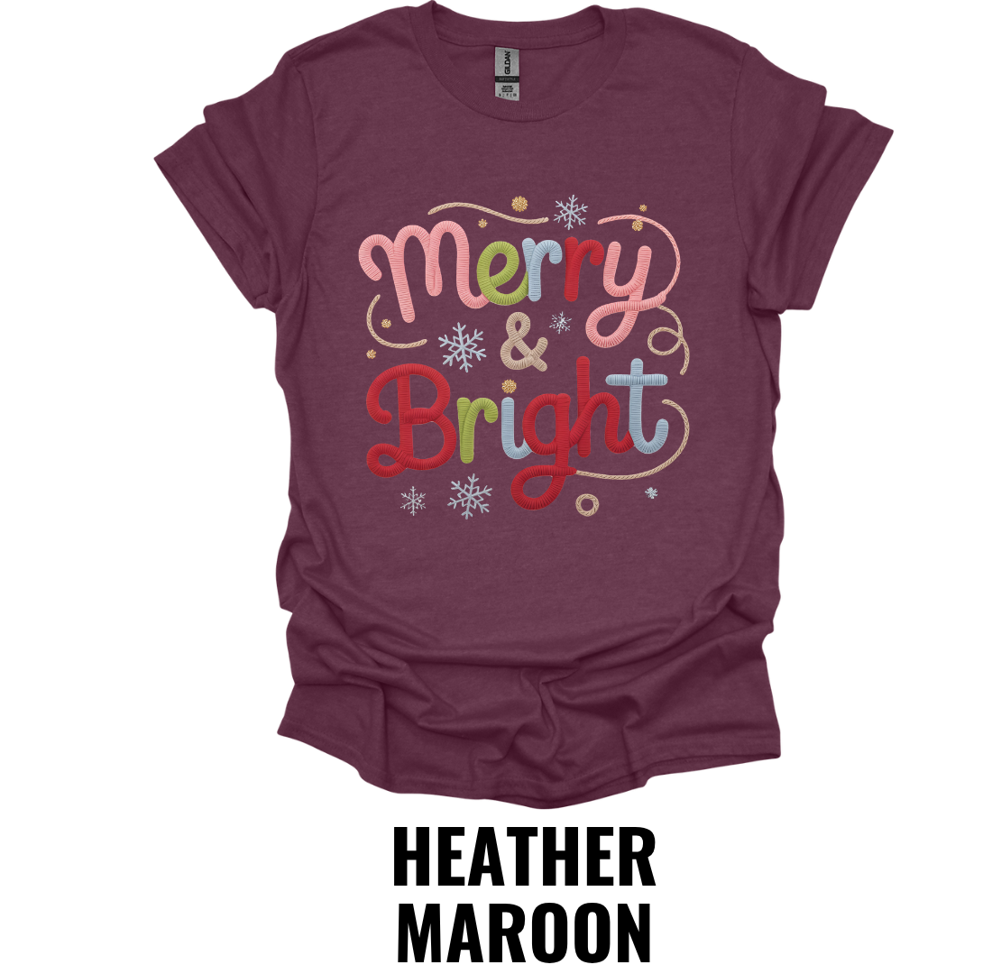 Merry & Bright Christmas Shirt – Festive Holiday Graphic Tee