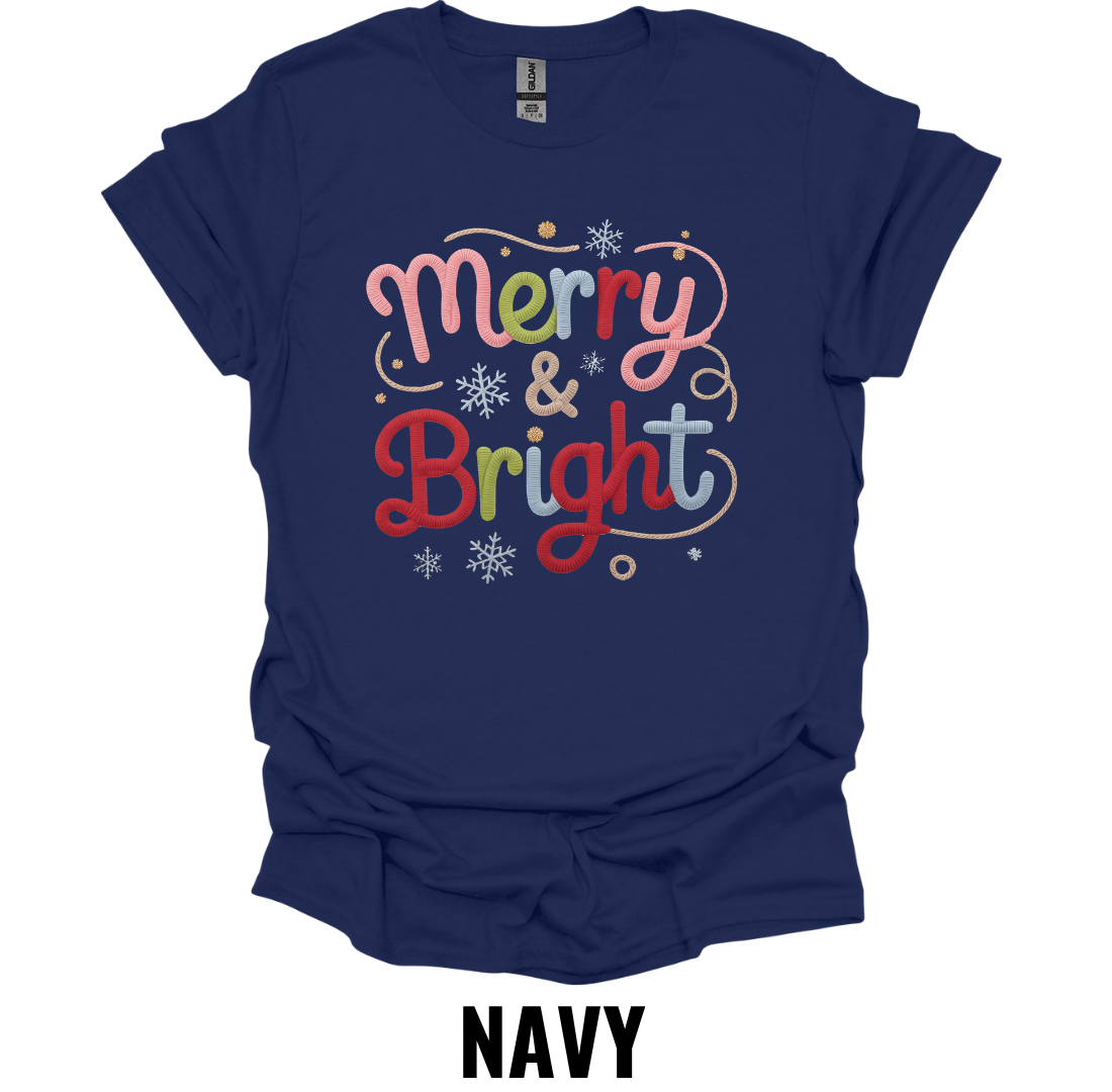 Merry & Bright Christmas Shirt – Festive Holiday Graphic Tee
