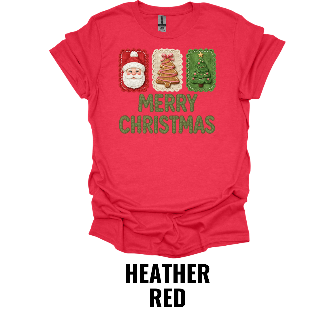 Merry Christmas Cookie Trio Shirt – Festive Holiday Cookie Graphic Tee