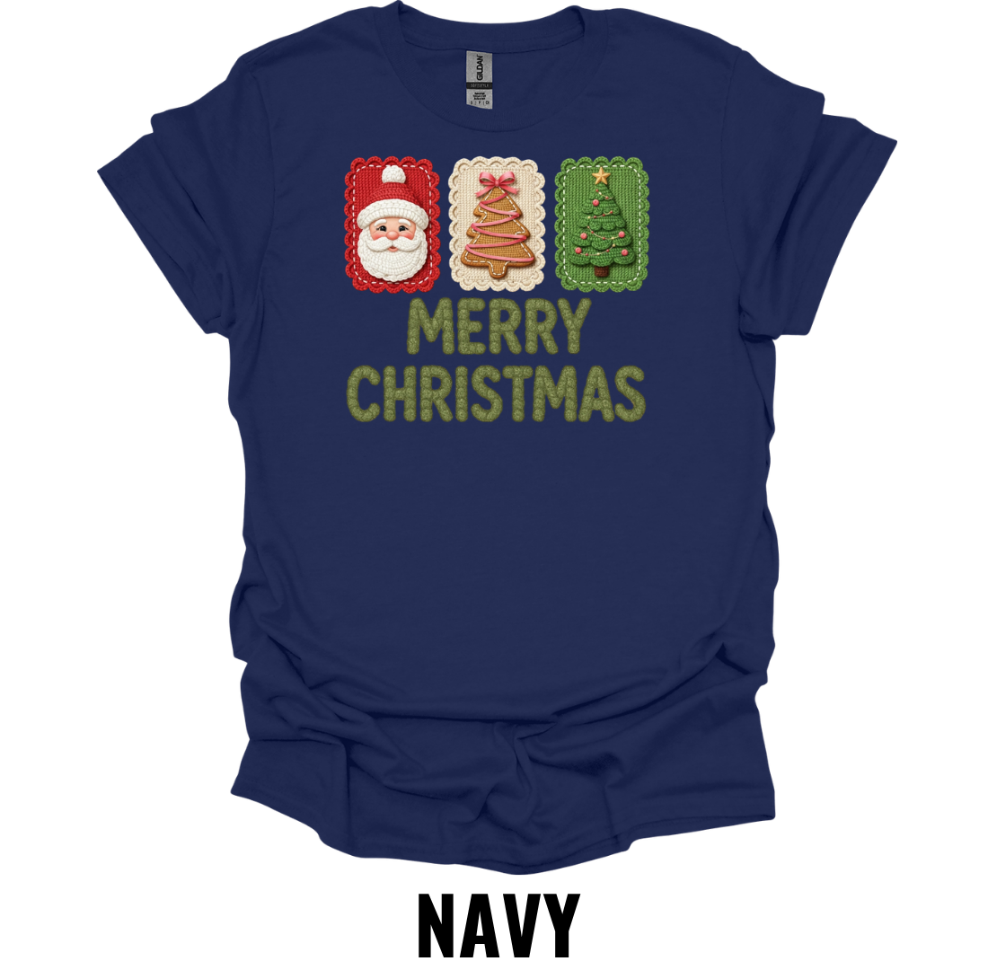 Merry Christmas Cookie Trio Shirt – Festive Holiday Cookie Graphic Tee