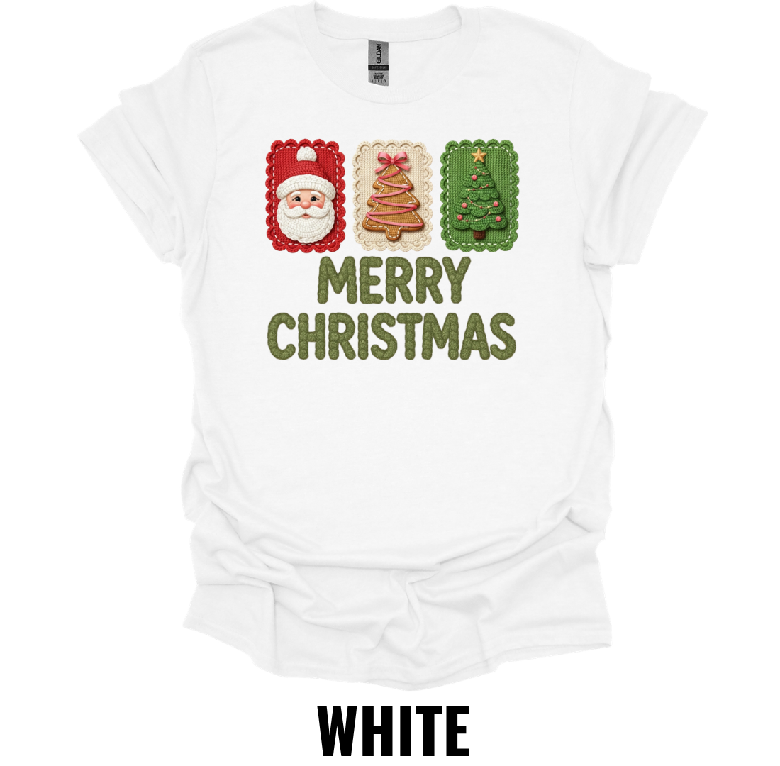 Merry Christmas Cookie Trio Shirt – Festive Holiday Cookie Graphic Tee