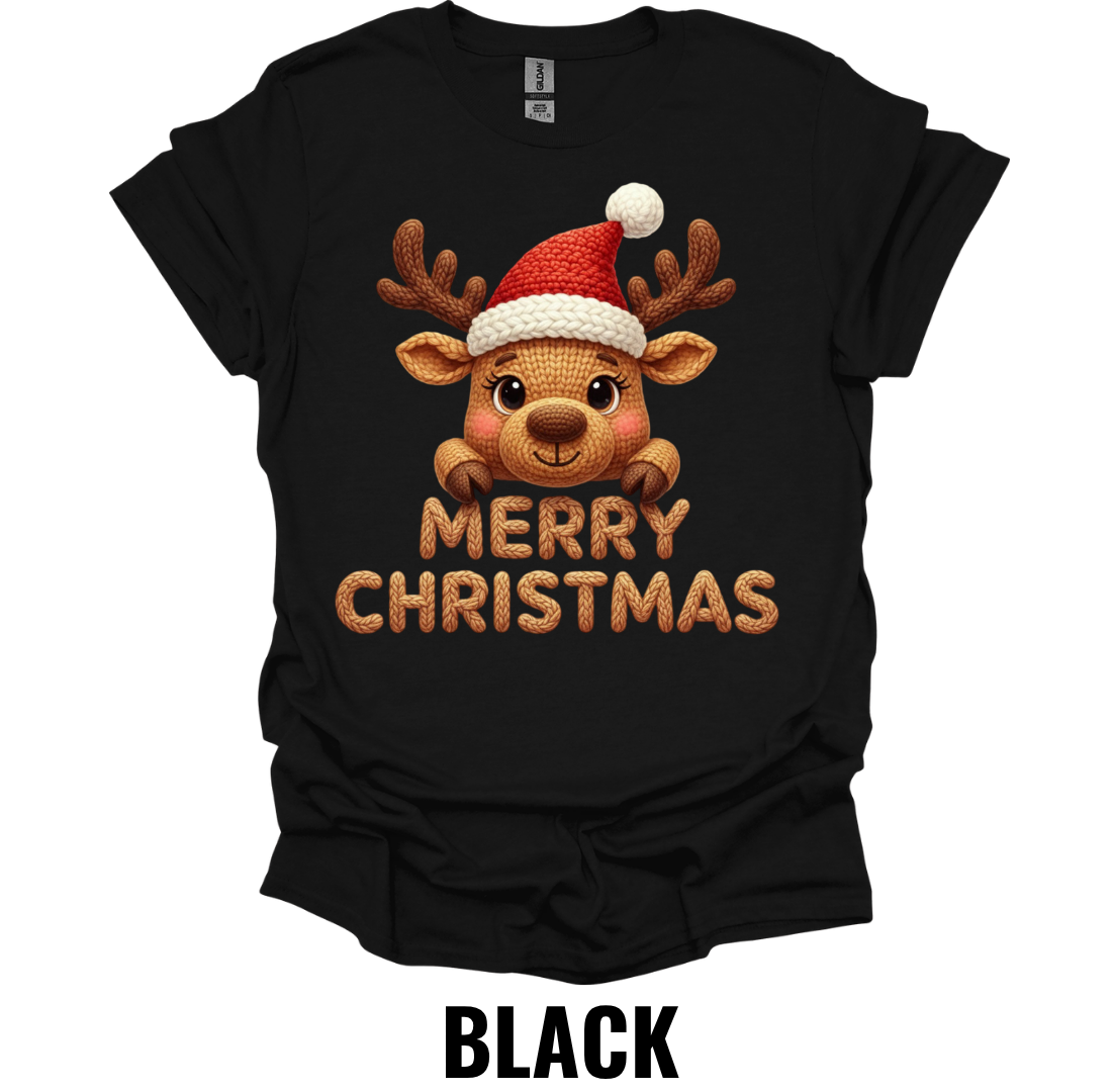 Merry Christmas Reindeer Shirt – Cute Holiday Reindeer Graphic Tee