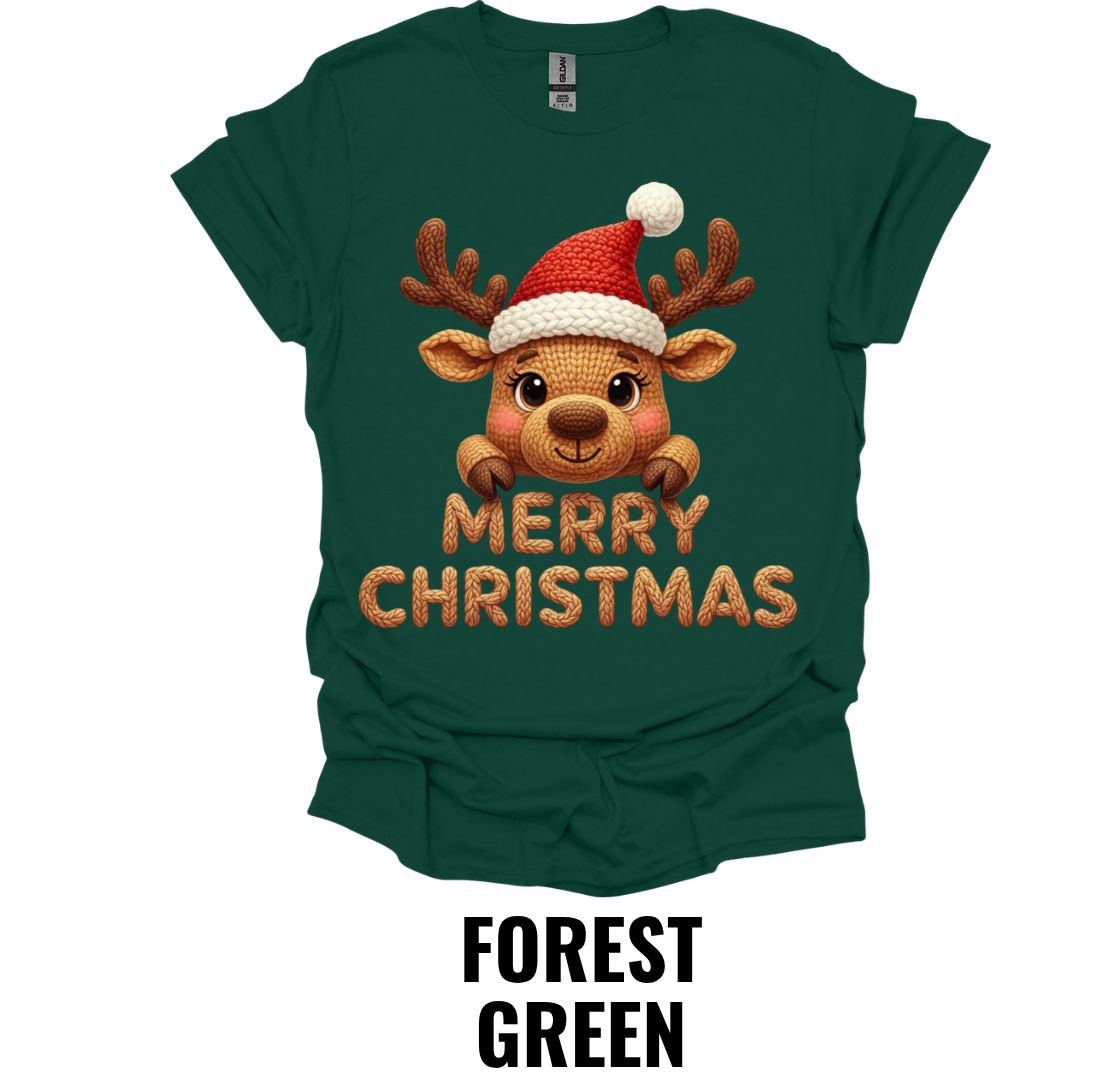 Merry Christmas Reindeer Shirt – Cute Holiday Reindeer Graphic Tee