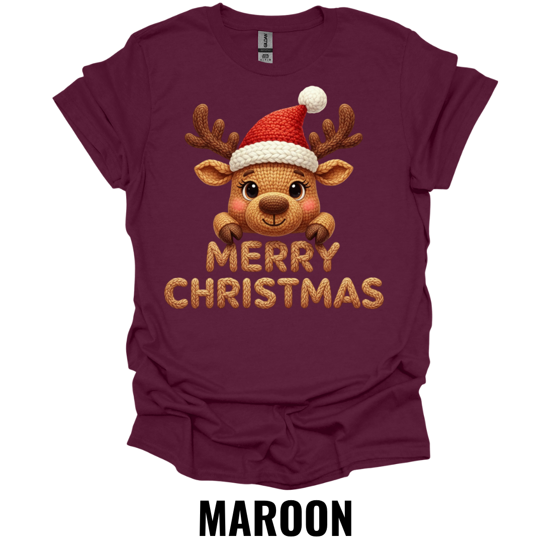 Merry Christmas Reindeer Shirt – Cute Holiday Reindeer Graphic Tee