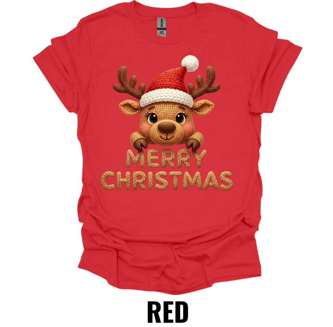 Merry Christmas Reindeer Shirt – Cute Holiday Reindeer Graphic Tee