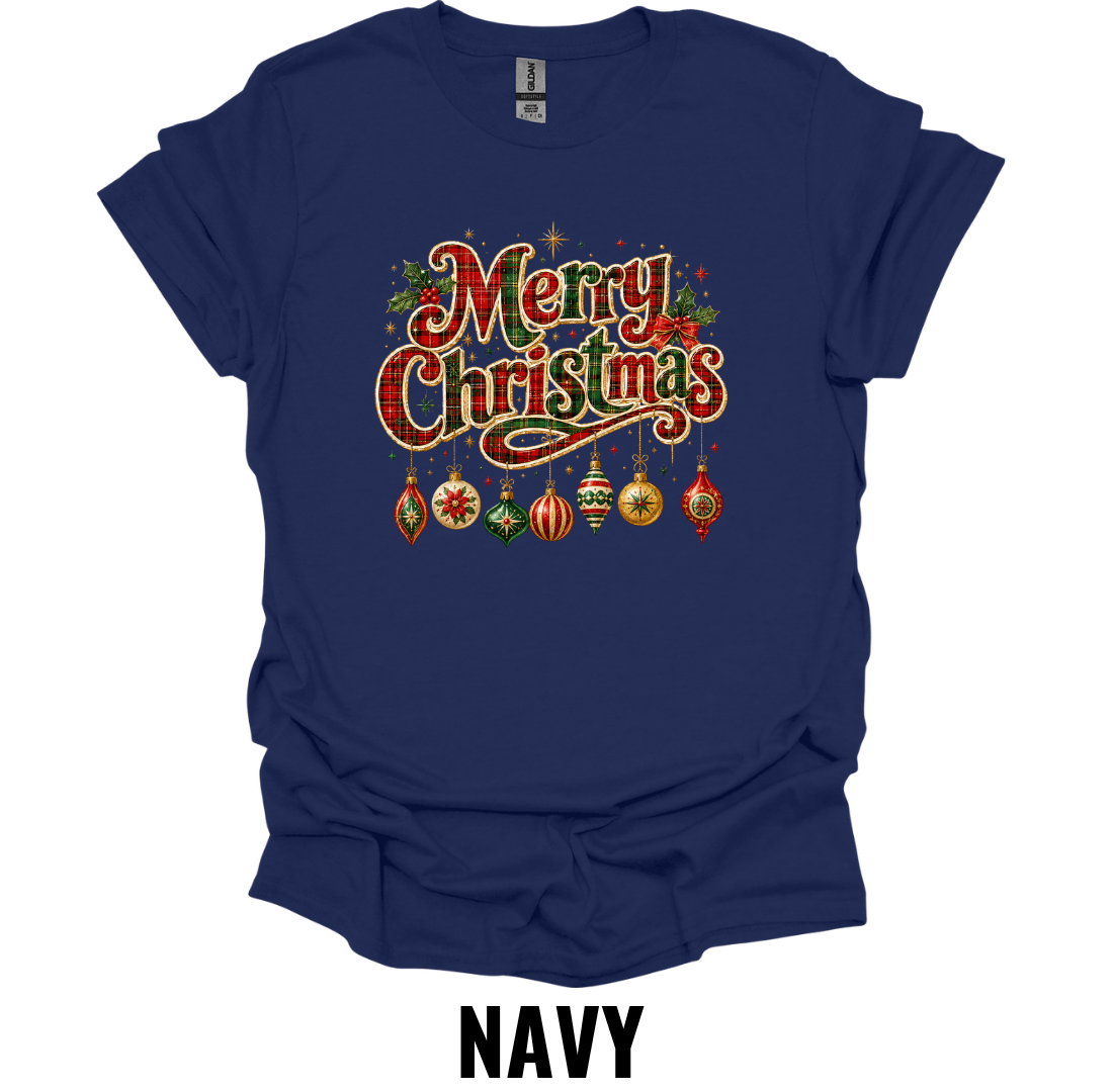 Merry Christmas T-Shirt – Vintage Ornament Holiday Tee