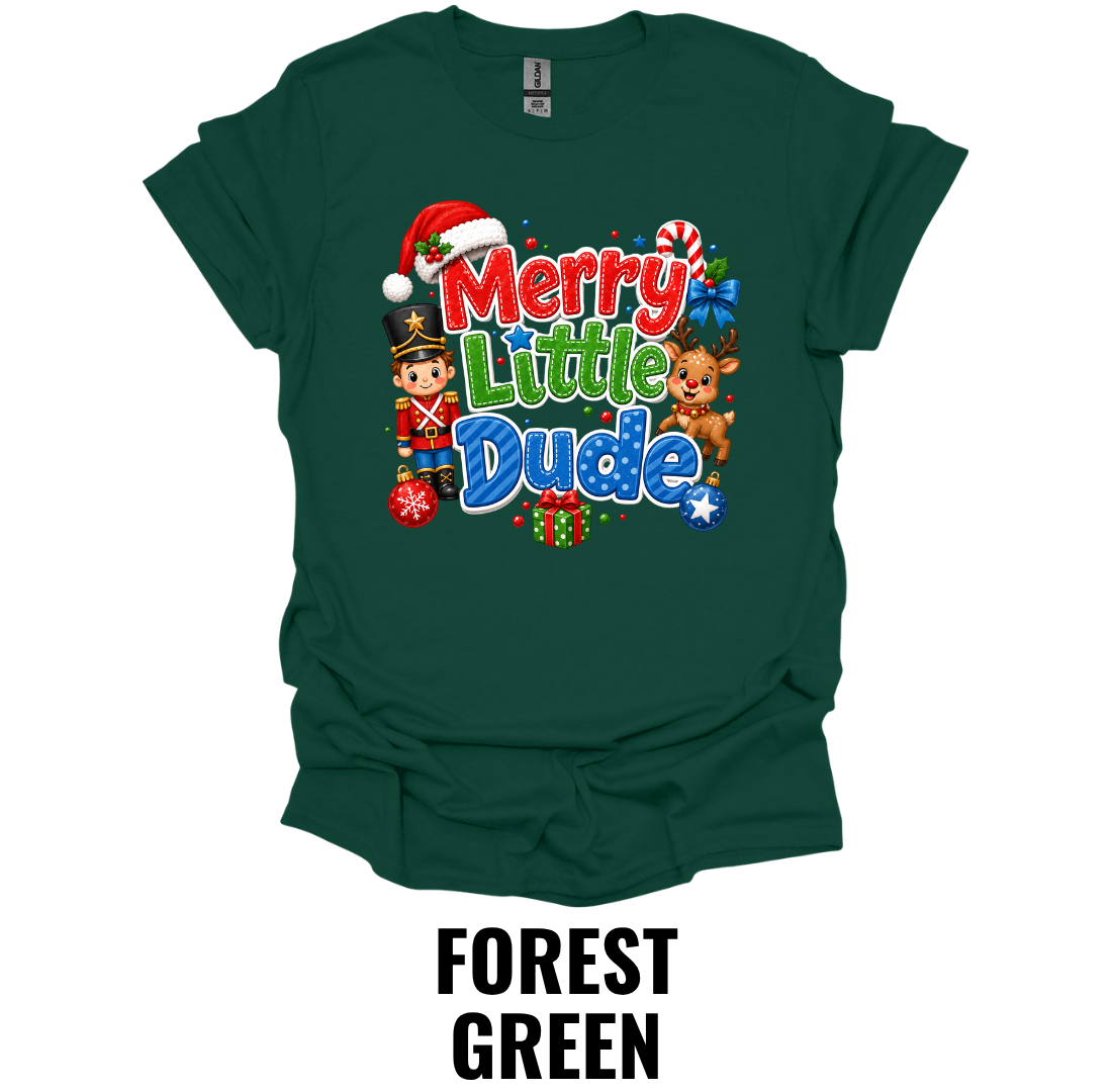 Merry Little Dude Youth T-Shirt – Kids Christmas Graphic Tee
