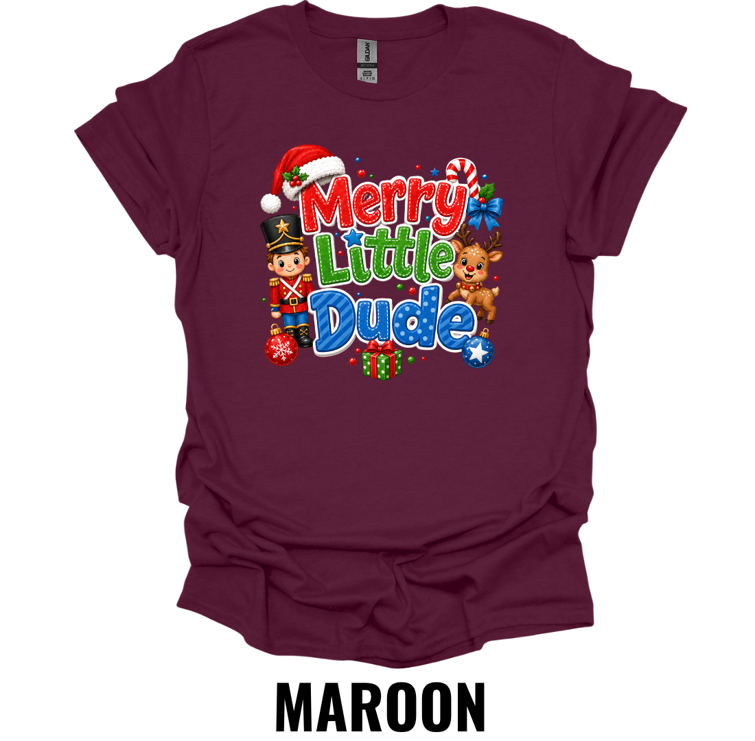 Merry Little Dude Youth T-Shirt – Kids Christmas Graphic Tee