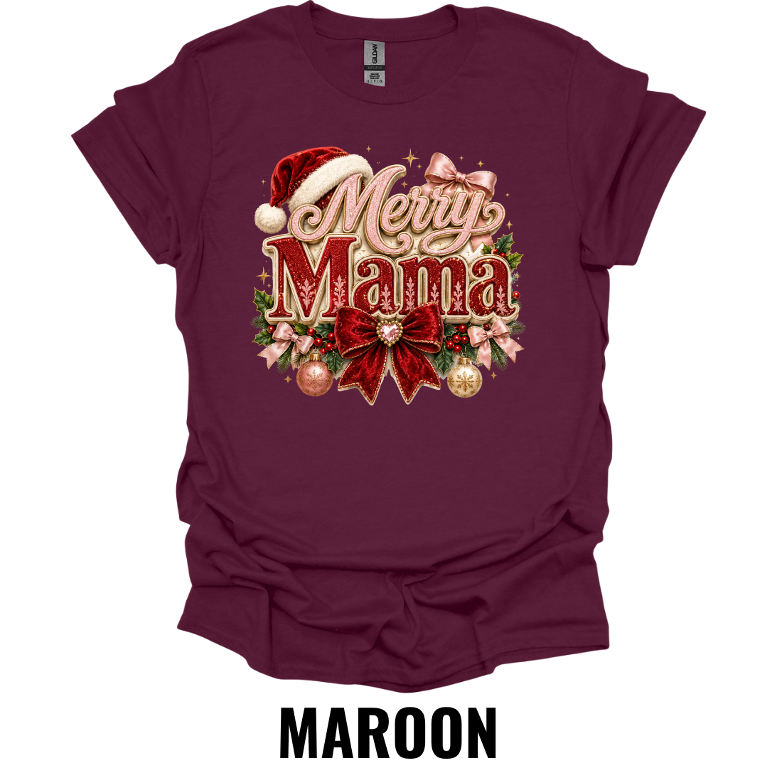 Merry Mama T-Shirt – Festive Christmas Graphic Tee
