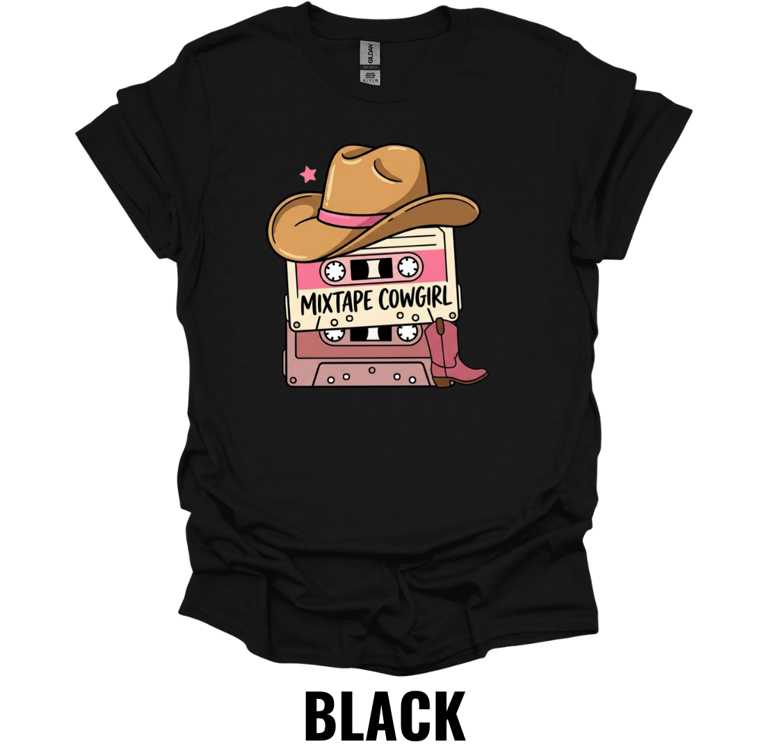 Mixtape Cowgirl T-Shirt – Retro Country Music Graphic Tee