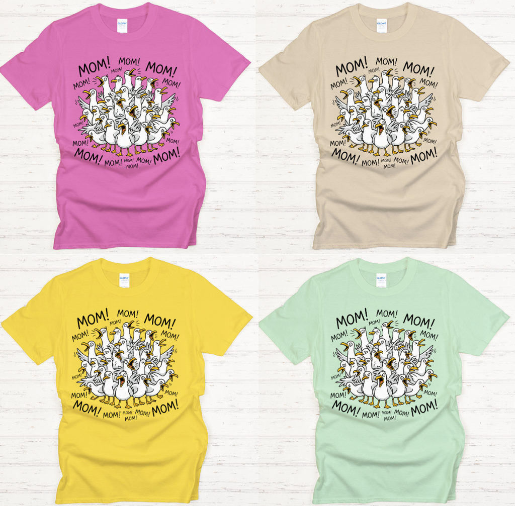 Mom Mom Mom Funny Goose Graphic Shirt on Gildan Softstyle Tee
