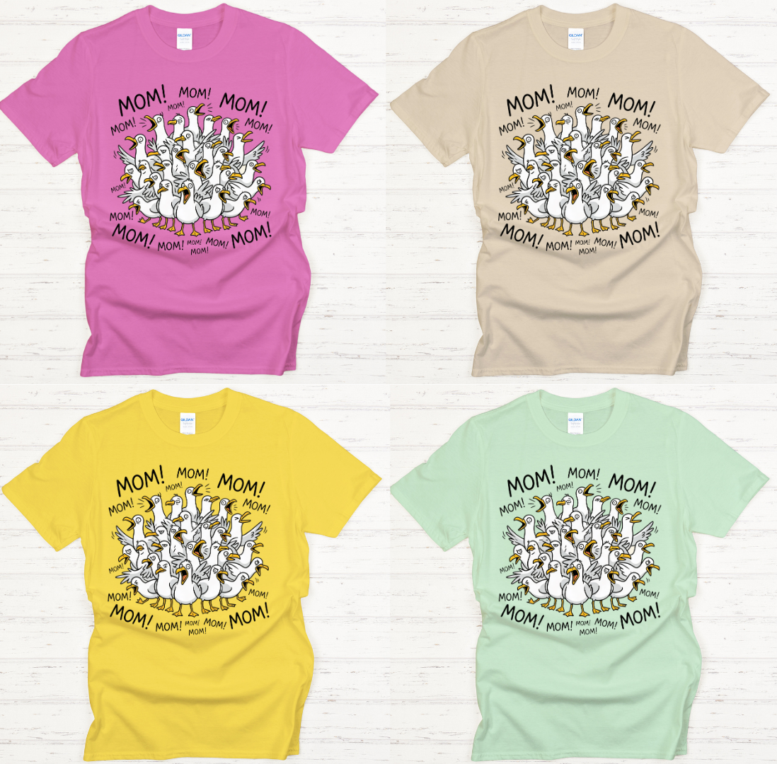 Mom Mom Mom Funny Goose Graphic Shirt on Gildan Softstyle Tee