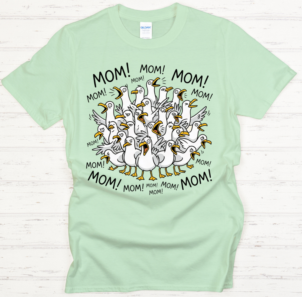 Mom Mom Mom Funny Goose Graphic Shirt on Gildan Softstyle Tee