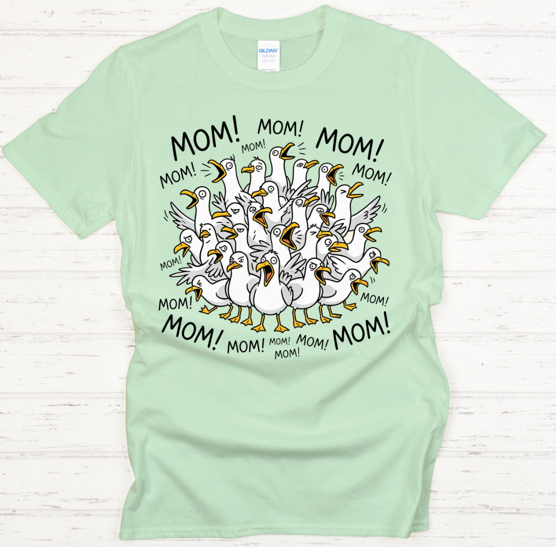 Mom Mom Mom Funny Goose Graphic Shirt on Gildan Softstyle Tee