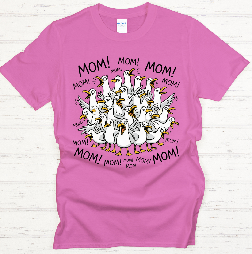 Mom Mom Mom Funny Goose Graphic Shirt on Gildan Softstyle Tee