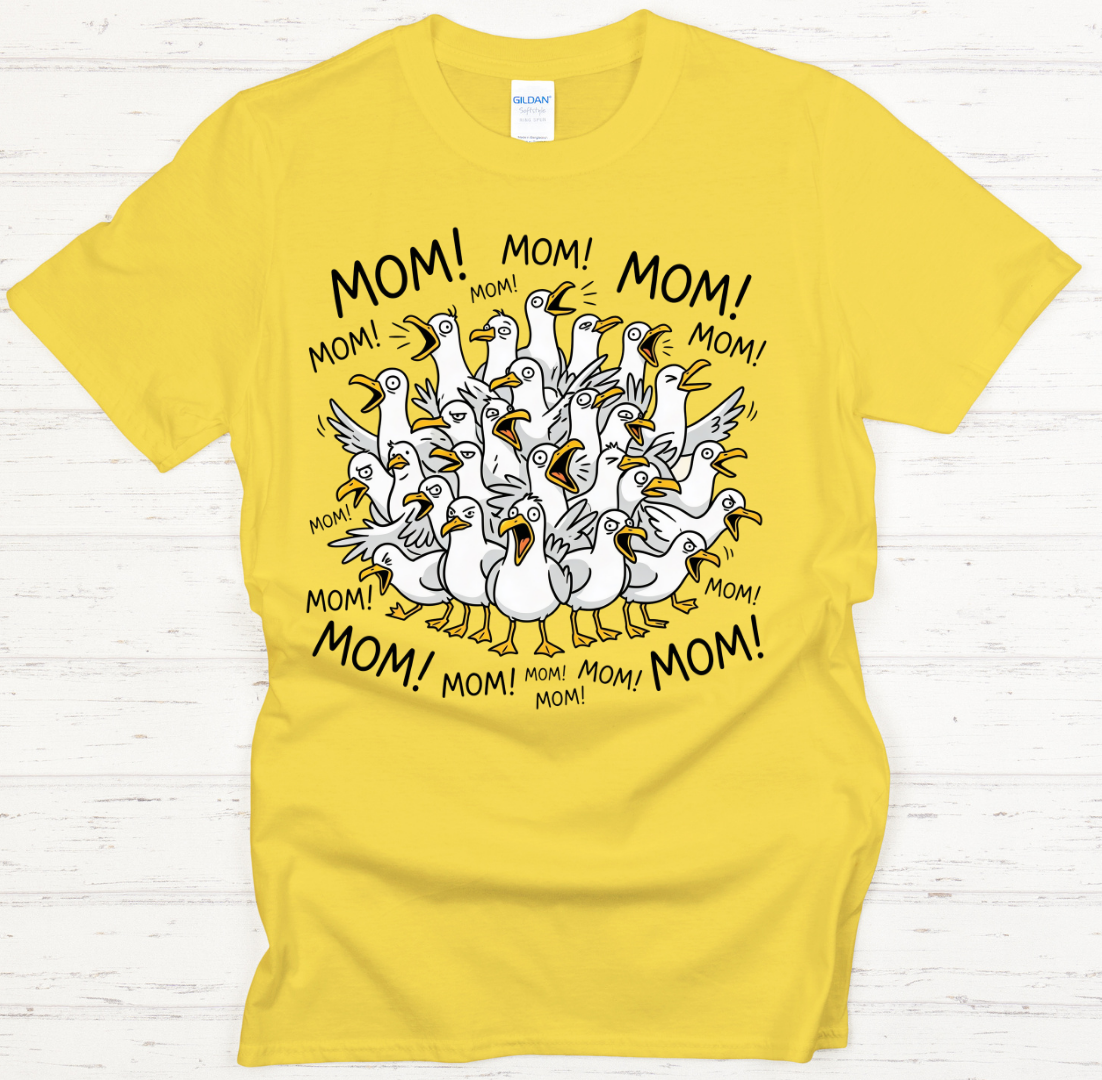 Mom Mom Mom Funny Goose Graphic Shirt on Gildan Softstyle Tee